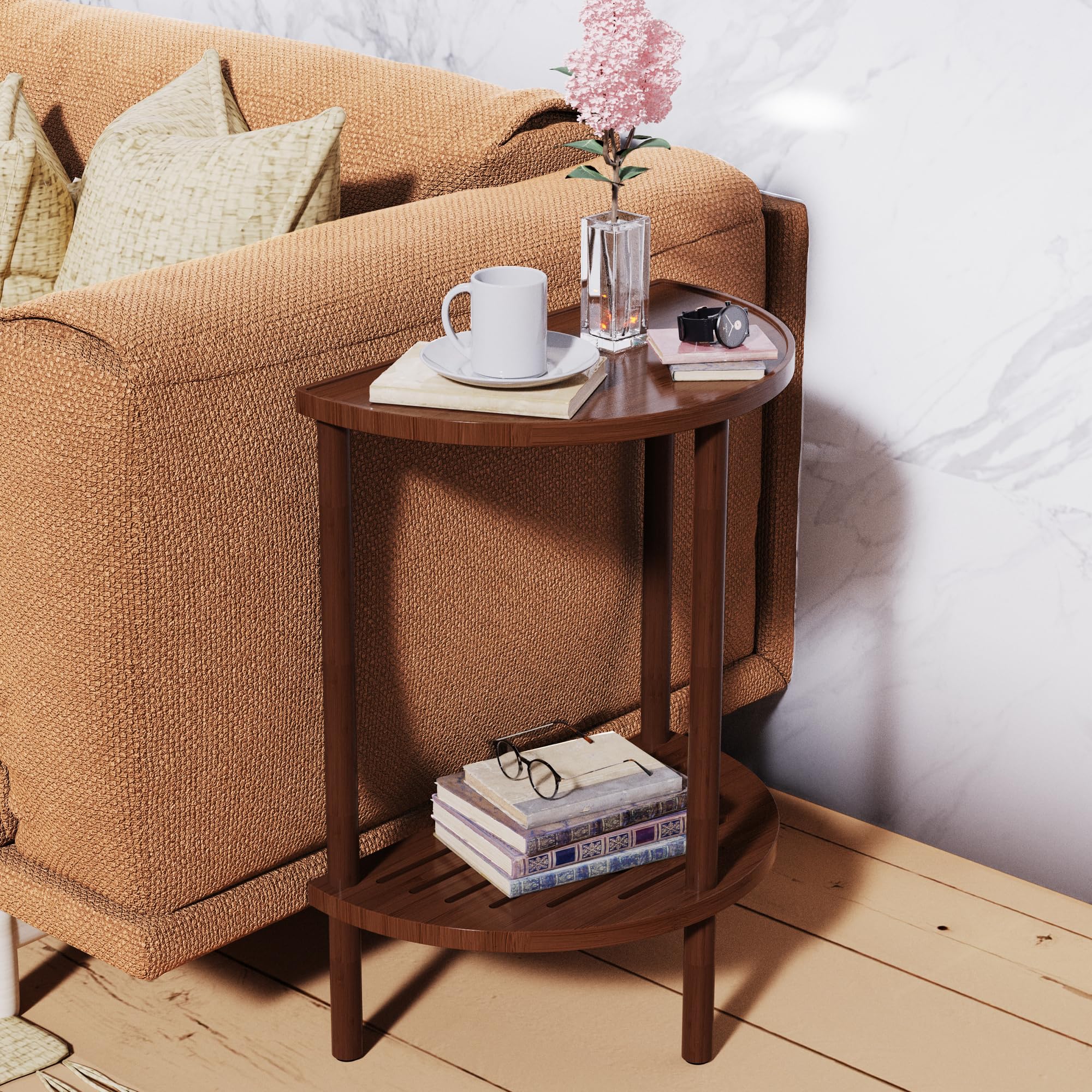 Skovtree End Table Half Moon Side Tables Living Room Half Round 2