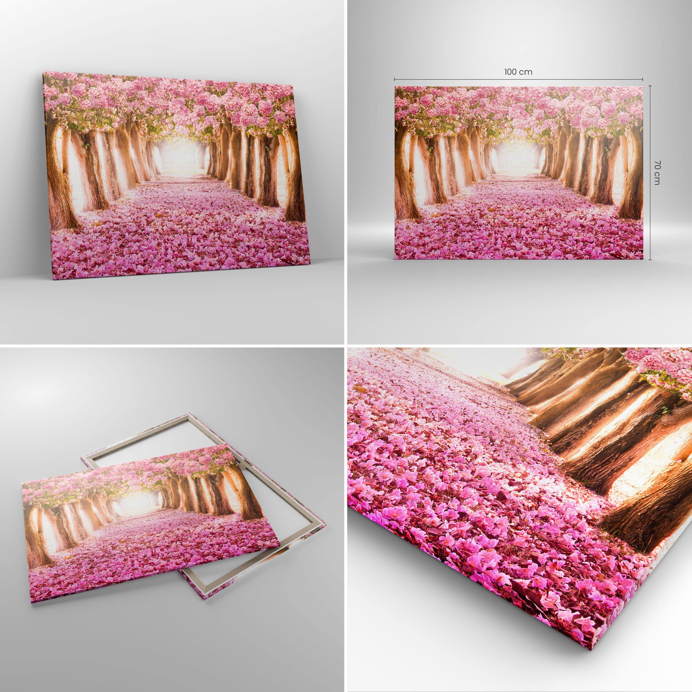 Cuadro Decorativo 100x70cm Moderno Horizontal Botánica Paisajes - 2794 | Árbol Flores Cereza Cuadro sobre Lienzo Grande Arte mural Decoración del Hogar Salón Dormitorio Oficina Cuadros de Pared