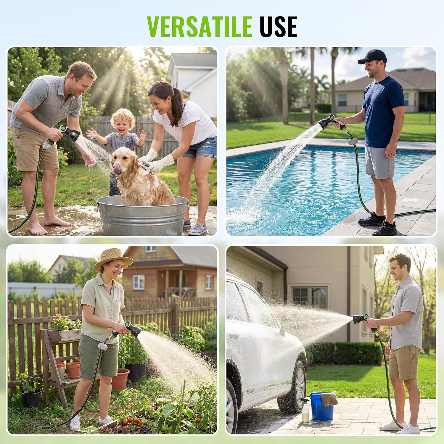 100ft Retractable Garden Hose Reel 1/2" with 10-Function Nozzle photo 8