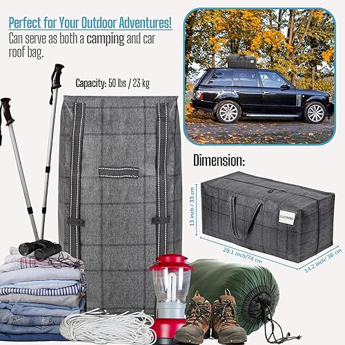 Miniatura 5 de VENO Paquete de 10 bolsas de mudanza, correas de mochila, mudanza, cajas de almacenamiento universitario, con tapas, resistentes, extragrandes, asas