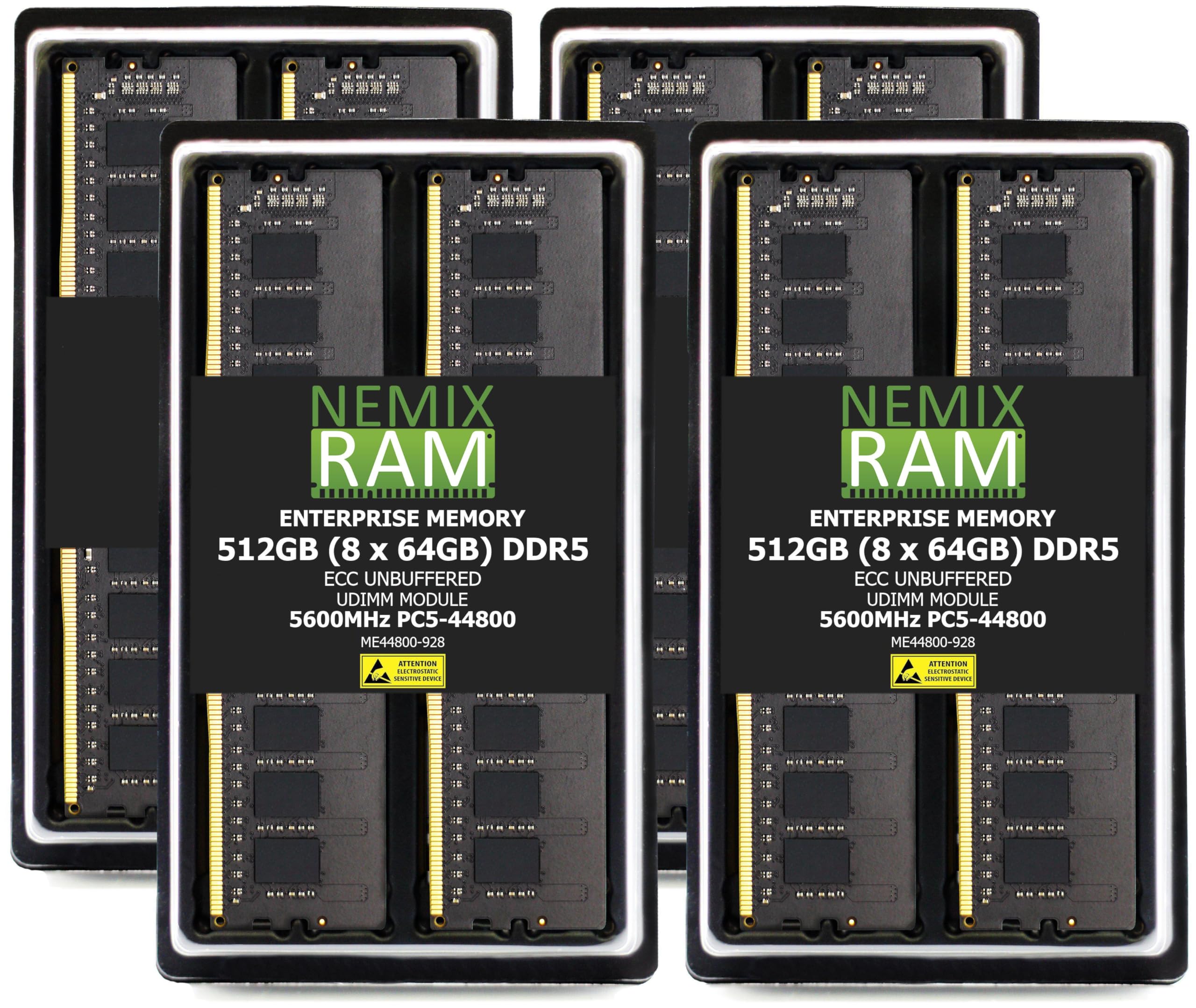 512GB 8X64GB DDR5 5600MHz PC5-44800 2Rx8 1.1V CL46 288-PIN ECC