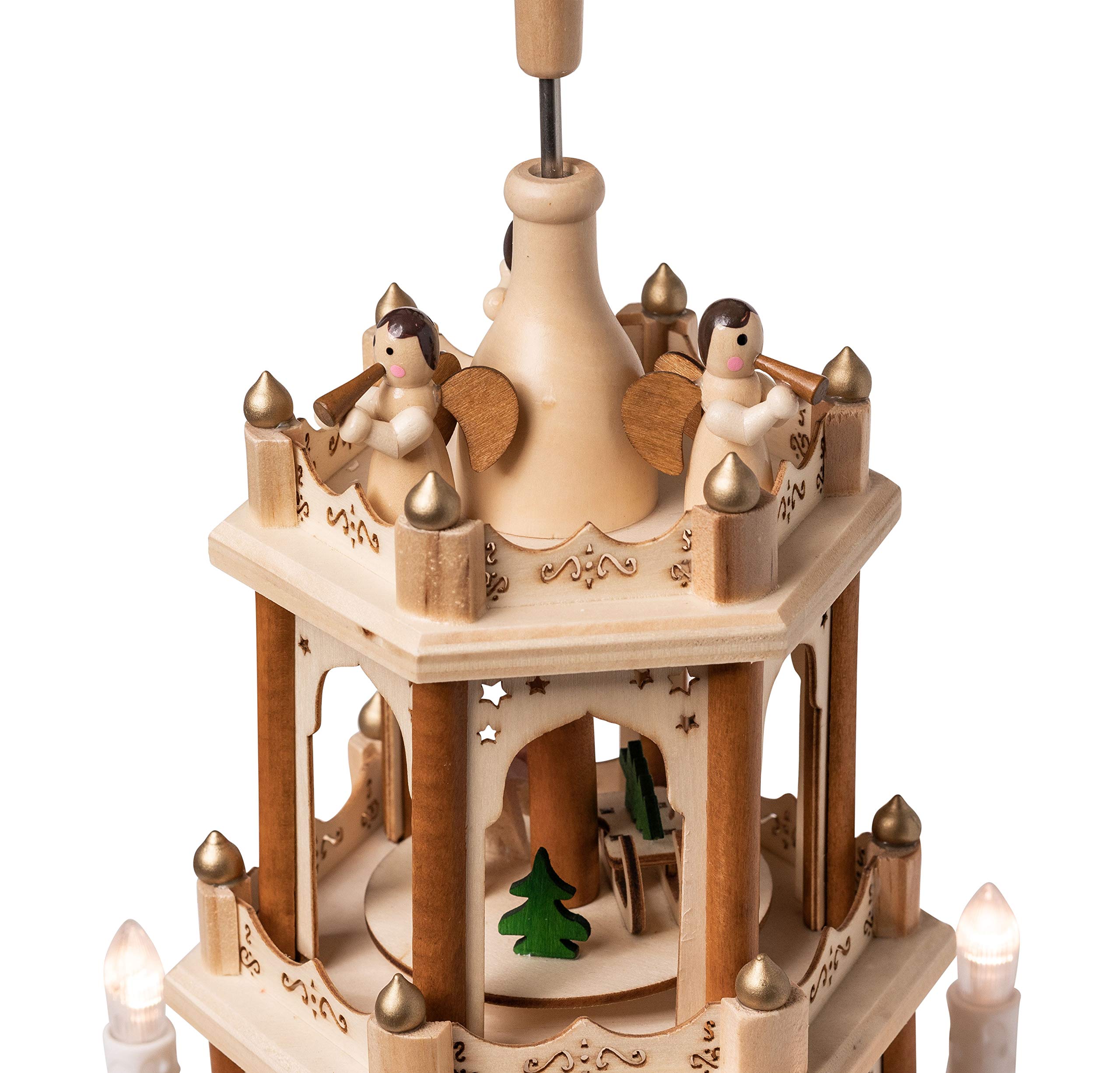 Wichtelstube-Kollektion Weihnachtspyramide Elektrisch, Traditionell handbemalte Figuren, Beleuchtet und Batteriebetrieben mit Bewegung, Elektrische Pyramide Weihnachten, Weihnachtspyramide (43,5cm)