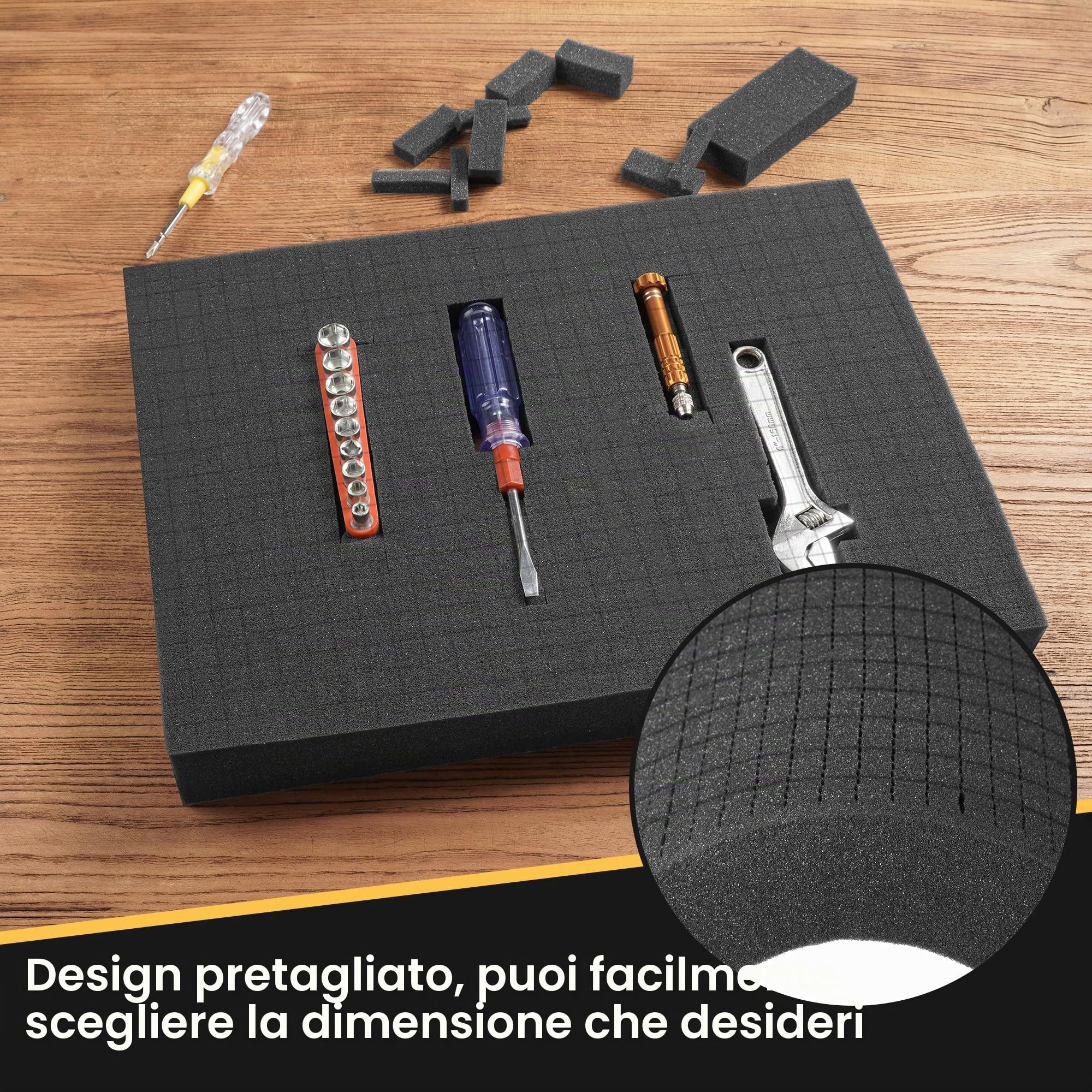 Gommapiuma a Griglia 400 x 300 x 50 mm 4 Pezzi per Valigetta Attrezzi e Fotocamera