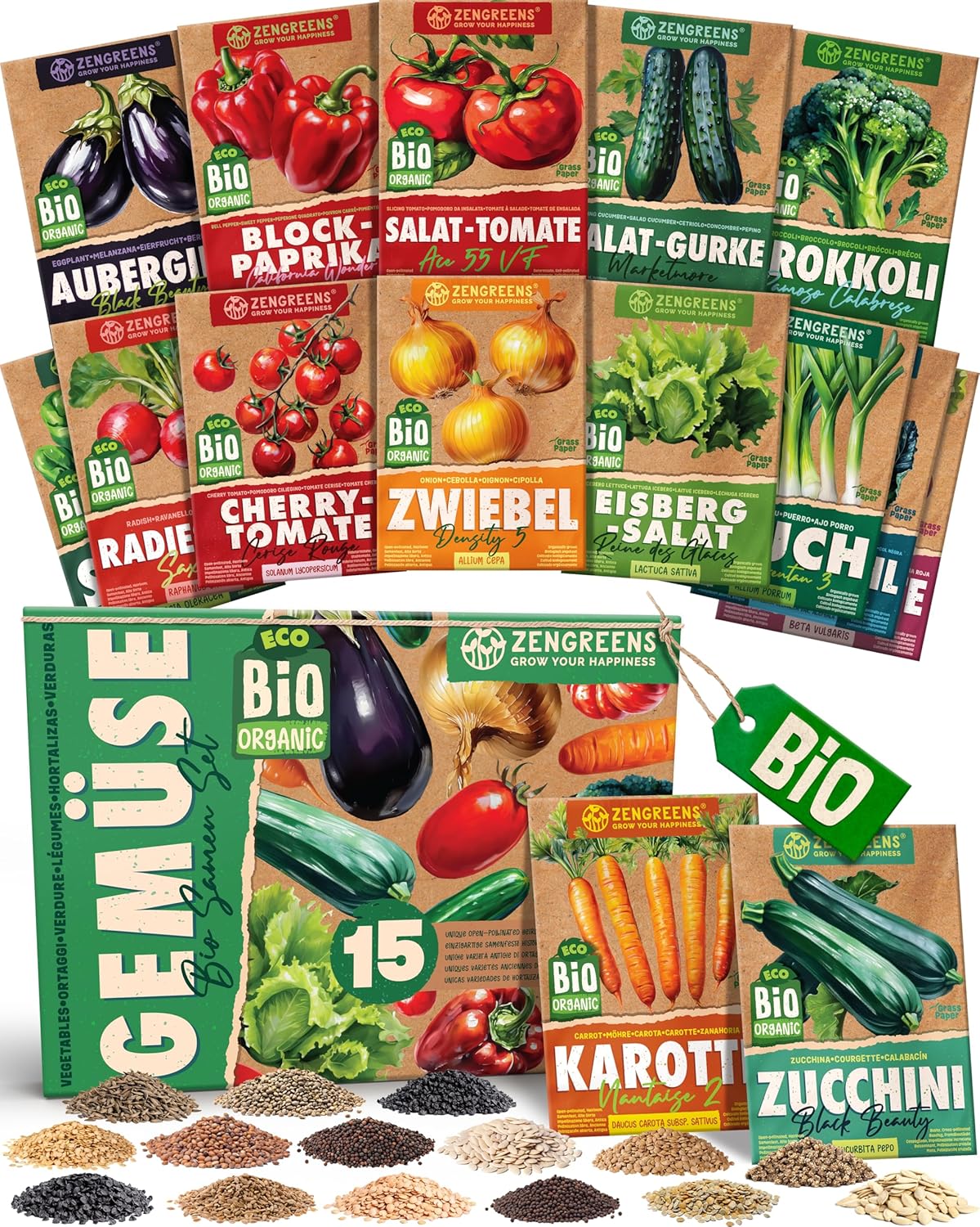 Organic Vegetable Seeds Set – 15 Vegetable Seeds for Easy Growing in the Garden, Balcony or Raised Bed – Ecological Seeds – Plant Seeds – Vegetable Seed Set