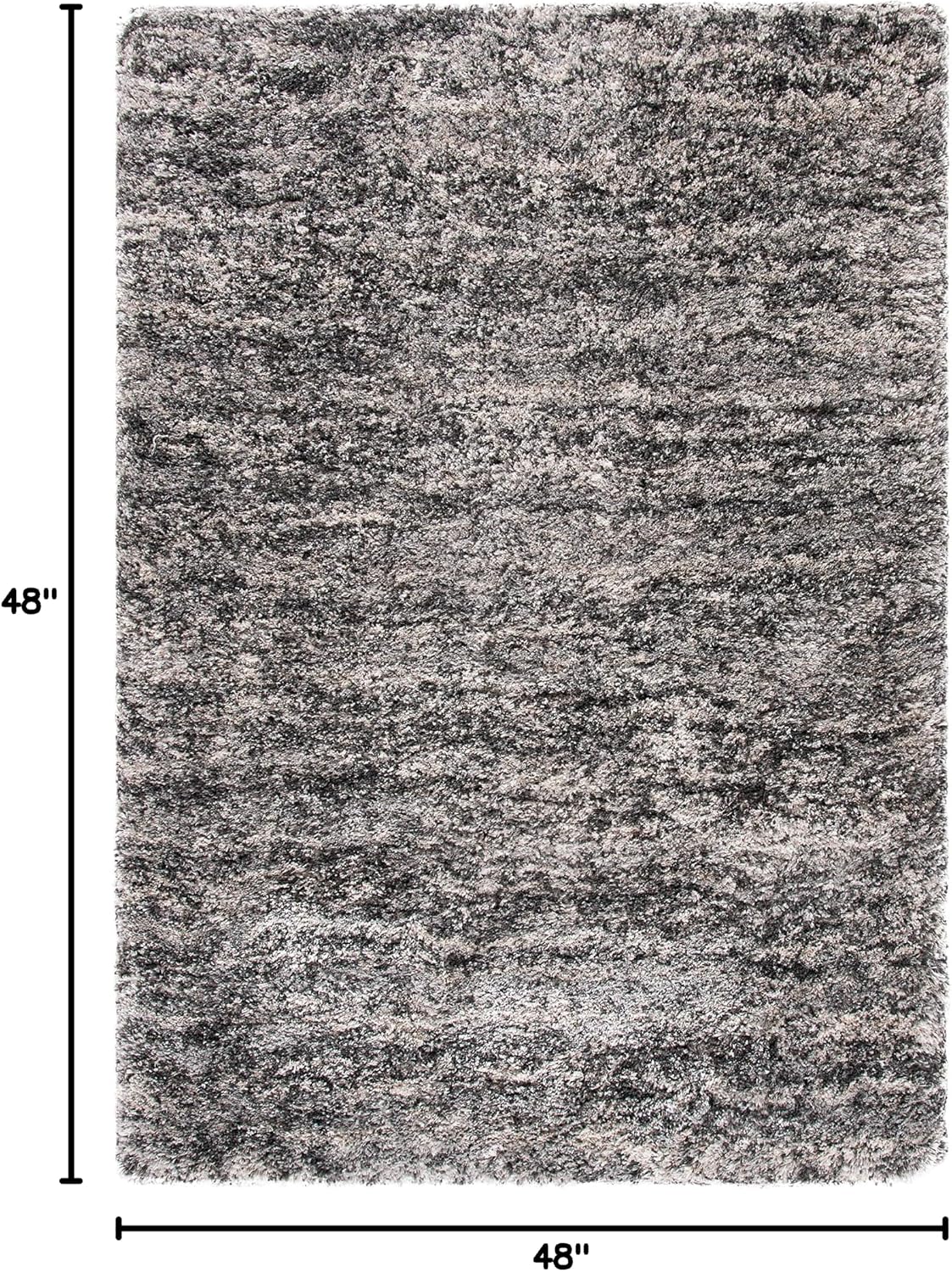 SAFAVIEH Iceland Shag Collection Area Rug - 4' Square, Grey & Dark Grey, Modern Design, Easy Care, 2.5-inch Thick Ideal for High Traffic Areas in Living Room, Bedroom (ISG519F)