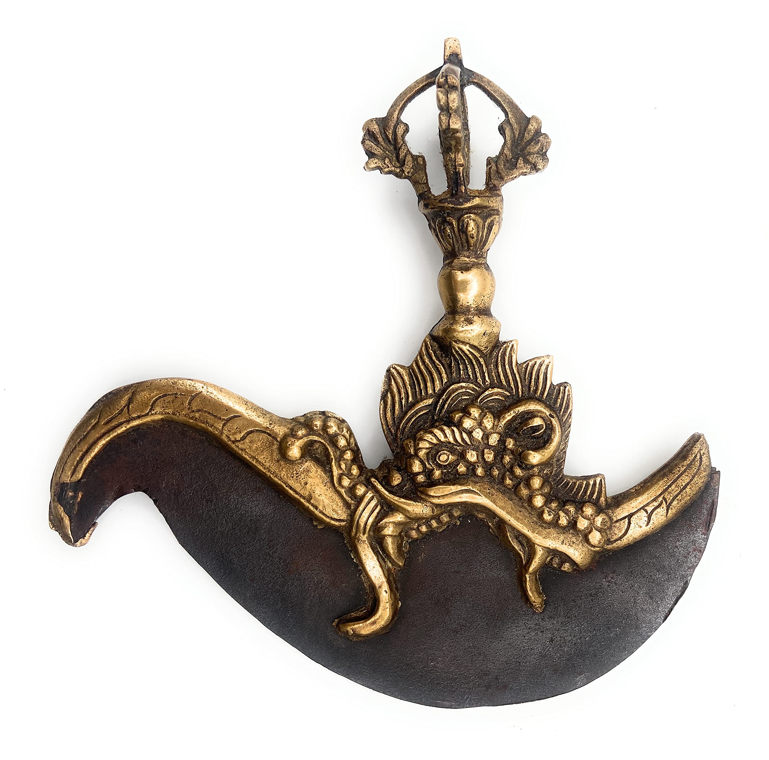 South Indian Arts Brass Bhudhist Holy Weapon for Pooja Decorative Showpeice,Gold, 17Cm, 1 Piece