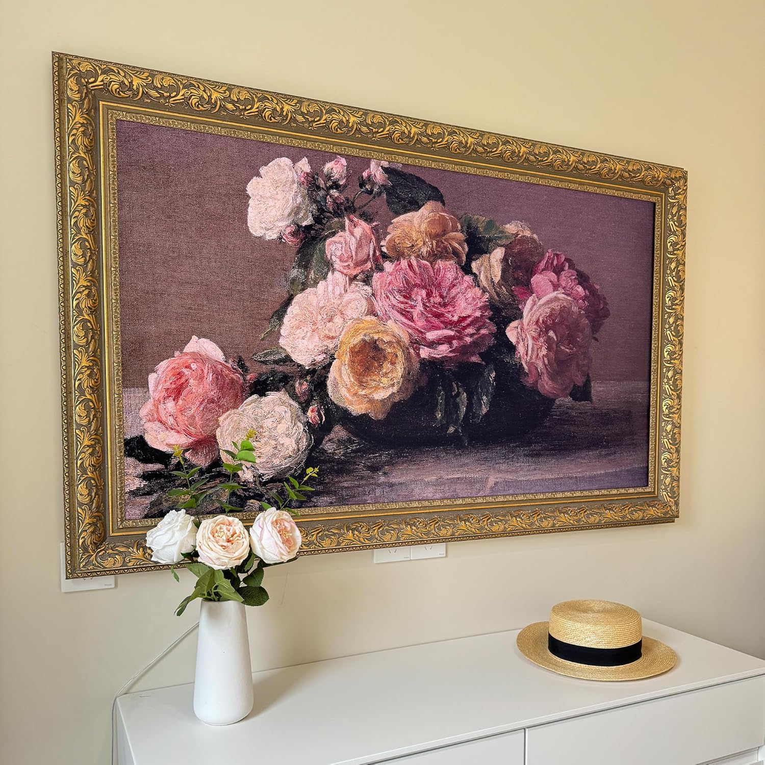 Elegant Vintage-Style TV Frame (Light Gold, 43") - Compatible ONLY with Samsung The Frame TVs (Fits 2021-2026, 43LS03A/B/C/D/FA/HE)