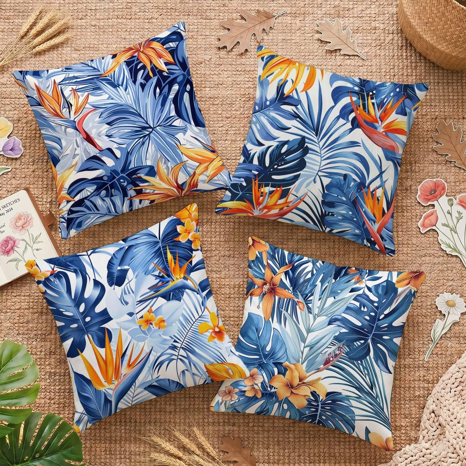 Housse de coussin 40x40 bleu marine en lin double face pour un confort élégant