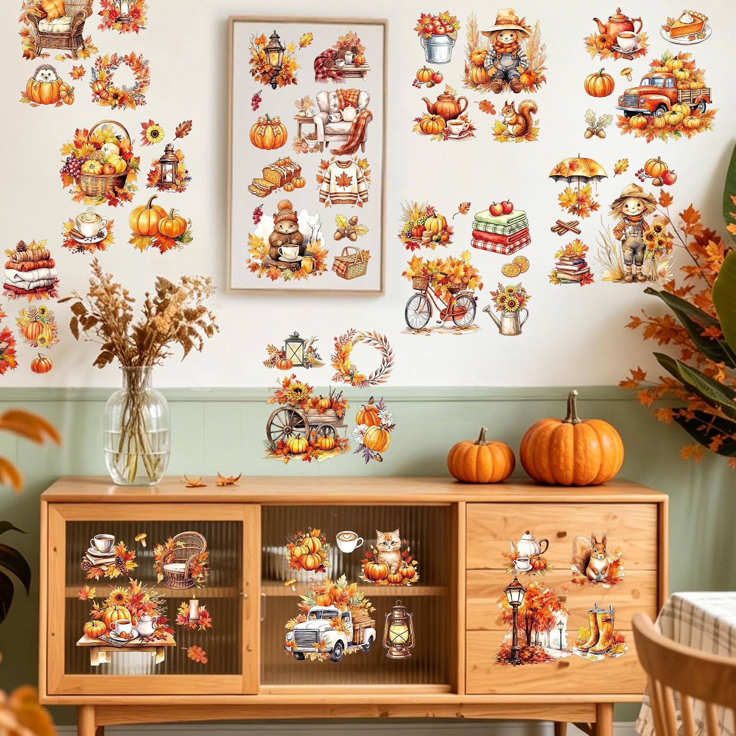 16 Pcs Fall Harvest Rub-On Transfers for Furniture & Crafts