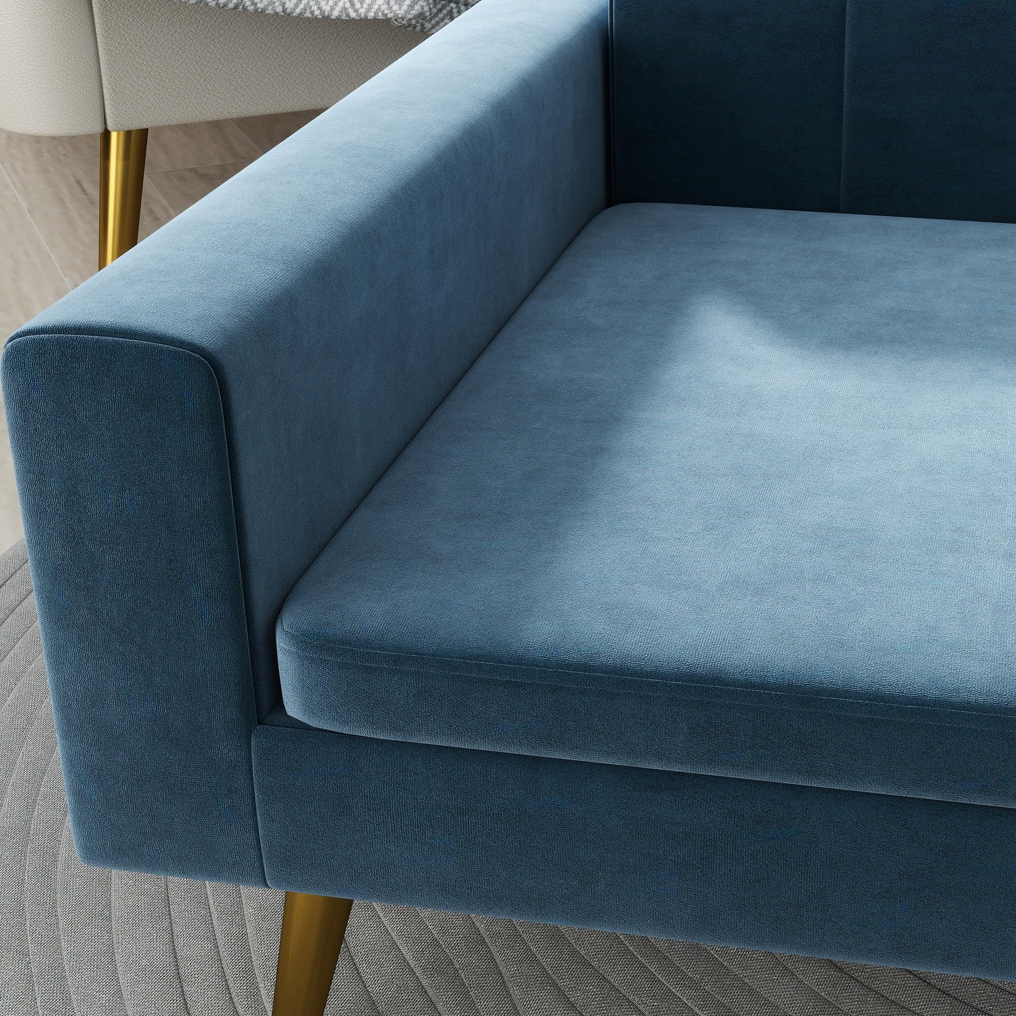 PawHut Canapé Chien, lit pour Chien, revêtement en Velours Soyeux, 94 x 59,5 x 31,5 cm, Design scandinave, canapé pour Chien sur Pied, avec Coussin Moelleux, Pieds en Acier Inoxydable, Bleu