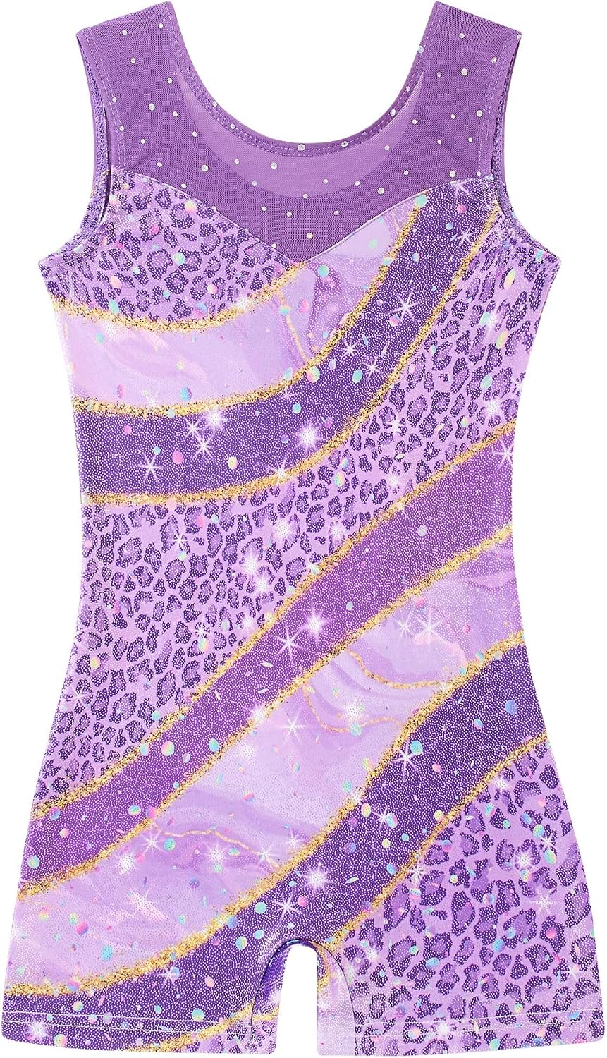 Leotards for Girls Gymnastics Kids Dance Biketards Unitards Athletic Dancewear Gym Outfit 4-10Y