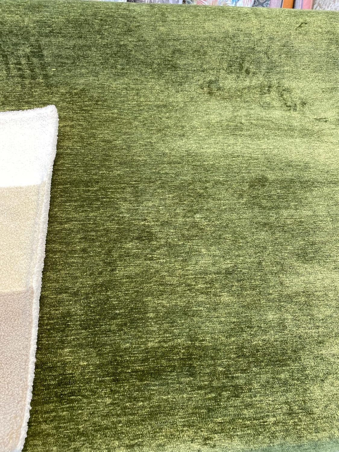 Lush Upholstery Green Spinach Soft Chenìlle Fabric by The Yard