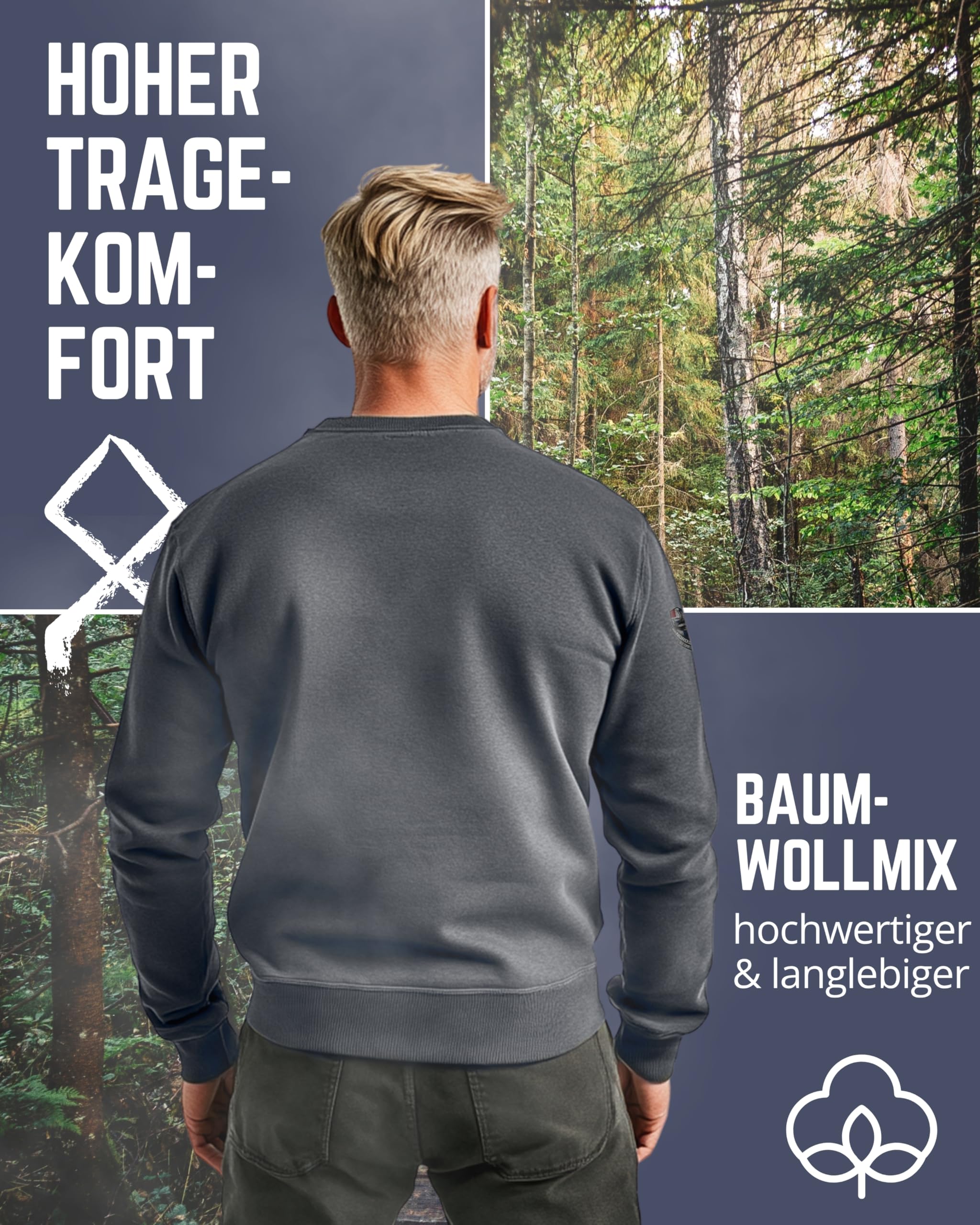 NORDGARD Viking Sweatshirt Fenrir I Pulli aus 80% Baumwolle & 20% Polyester I Sweater nordische Mythologie mit Brustdruck I Ideal für Freizeit & Sport I Oeko-TEX Zertifiziert