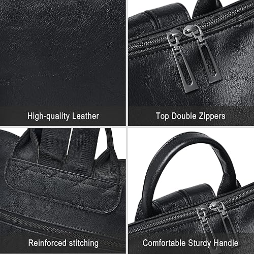 Miniatura 6 de Shrrie Mochila de cuero vegano para computadora portátil para mujer, mochila de trabajo de 15.6 pulgadas, mochila de viaje a la moda para viajes,