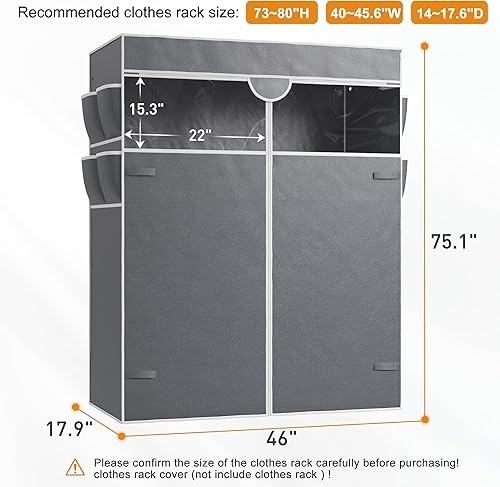 Miniatura 7 de Raybee Funda para perchero de tela con cremallera, con ventana transparente de PVC y 8 bolsillos laterales de almacenamiento, solo 46 pulgadas de