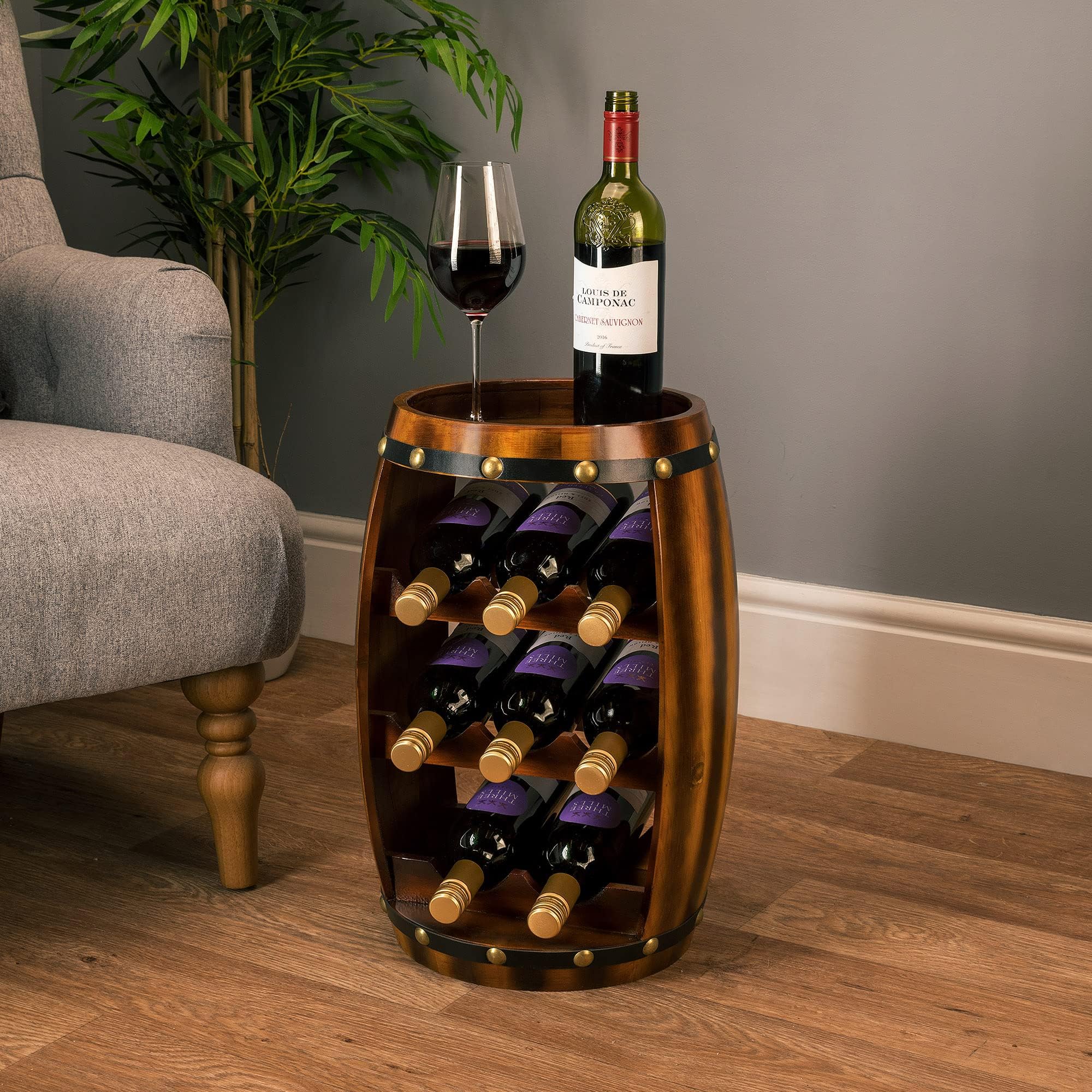 CHRISTOWWooden Barrel Wine Rack