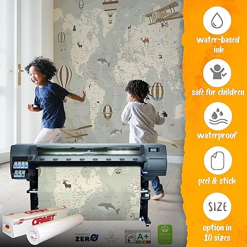 Miniatura 3 de Papel tapiz para habitación de niños  Papel tapiz de mapa del mundo con animales  Papel tapiz para guardería pelar y pegar  Murales de pared para