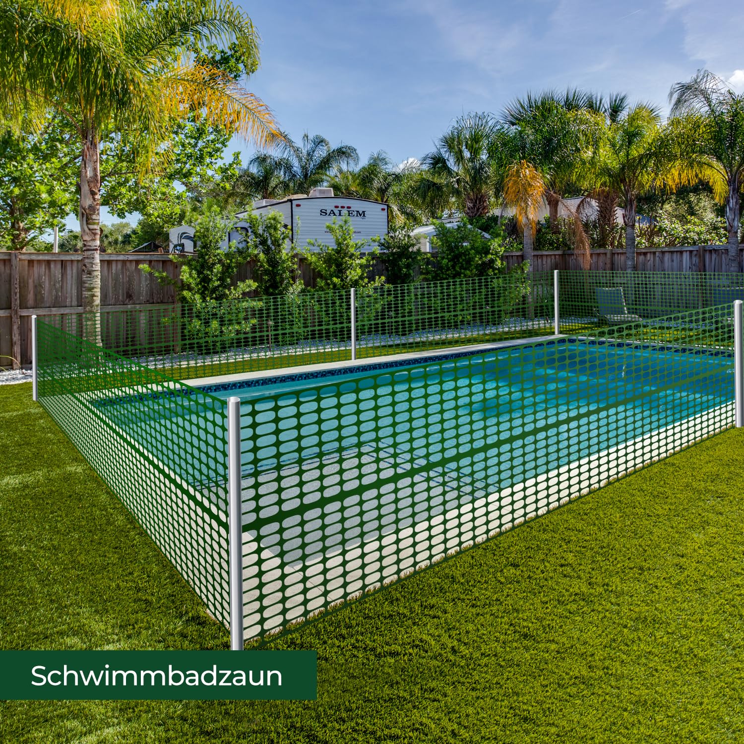 Ohuhu Set di barriera da giardino, 1 m x 30 m, rotolo di recinzione in plastica con 25 pali da 1,15 m, rete di sicurezza temporanea, riutilizzabile, per piscine, recinzioni da neve, pollame