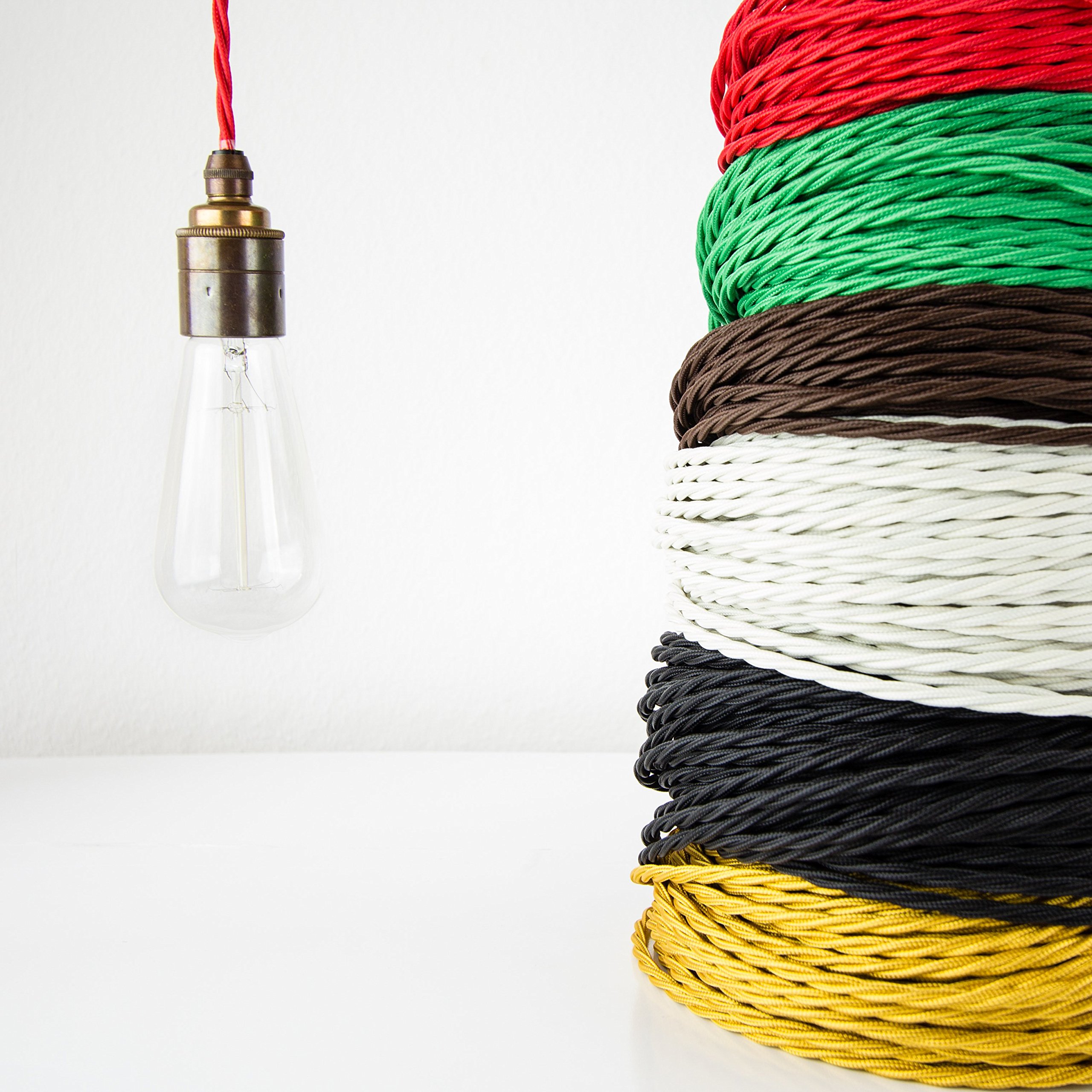 Douille De Luminaire En Laiton Avec Cordon En Tissu Vintage - E27 - Neuf