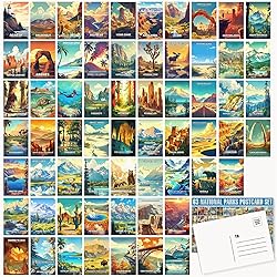 LCLAIDYDY 63 National Parks Postcard Set,Vintage Travel Posters Illustrations Postcards,U.S. National Parks Post Cards for Kids Students Teachers Mailing 4x6