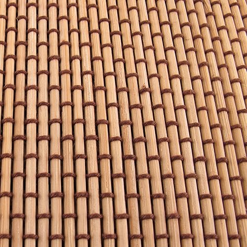 Miniatura 5 de BambooMN Mantel individual de bambúalfombrilla de sushi - 18.5" x 13" - Marrón con cuerda, 4 piezas