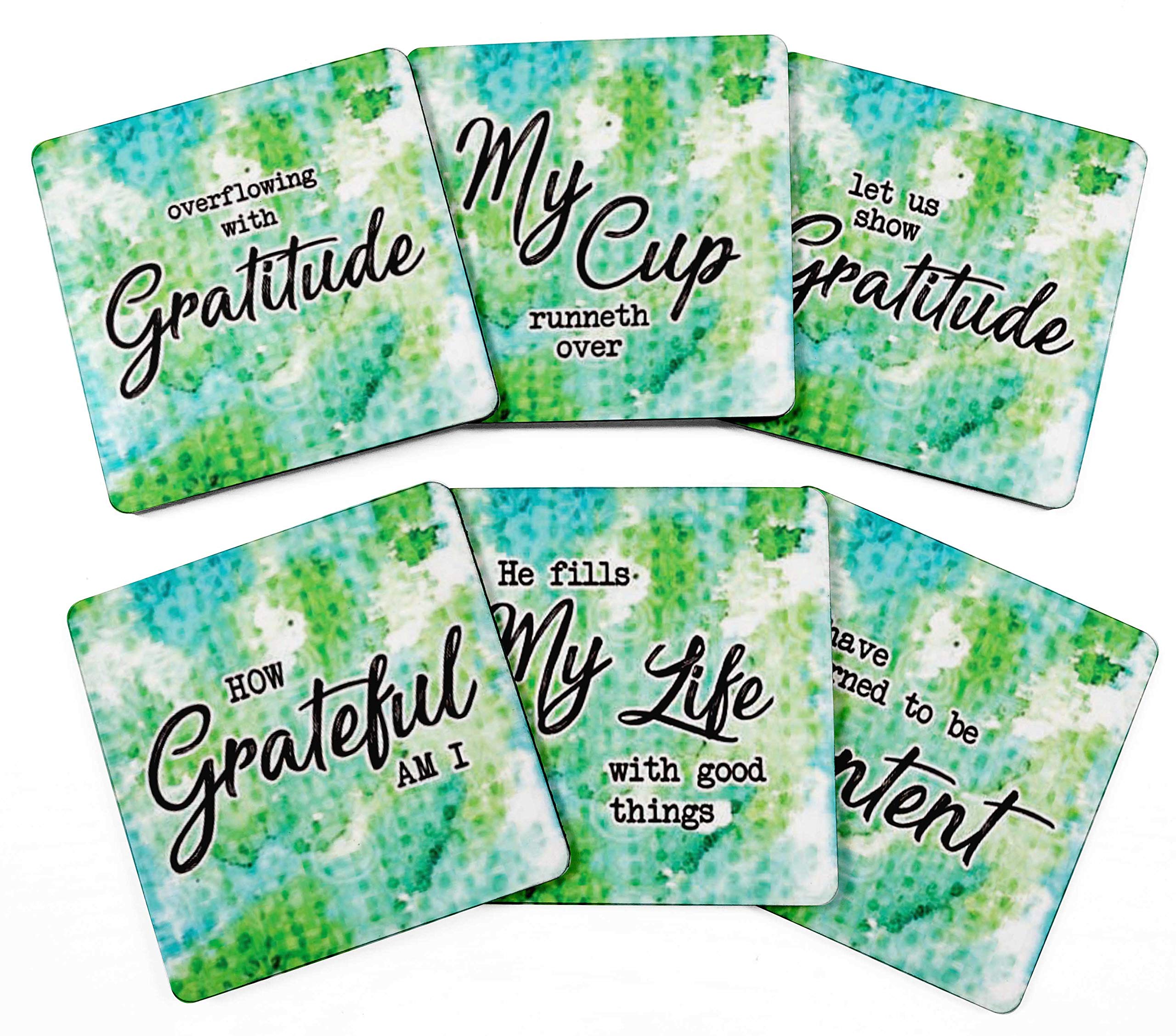 Inkdotpot Set of 6 Drink Coasters Decorative Non,Slip Cork Base 4-inch Square Printed Coasters Easy Clean- Quotes