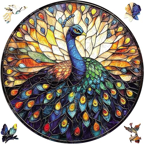 Qiuenisray Rompecabezas de madera para adultos, rompecabezas de pavo real, rompecabezas de formas únicas para adultos, regalos irregulares de