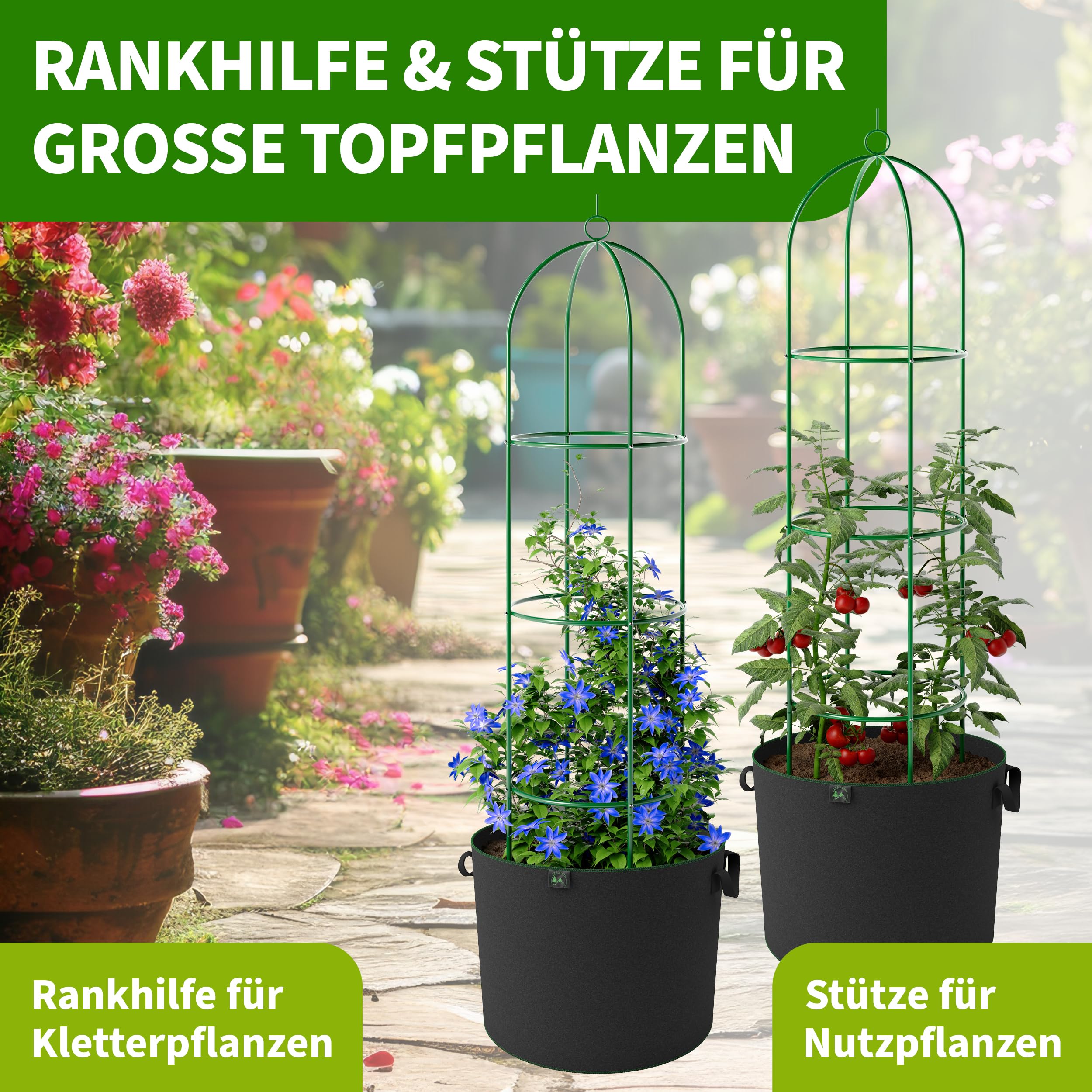 GOOOXIM Obelisk Rankgitter Aus Metall – 74,9x16 Cm, Schwarz | Für Kletterpflanzen, Rosen, Balkon & Garten