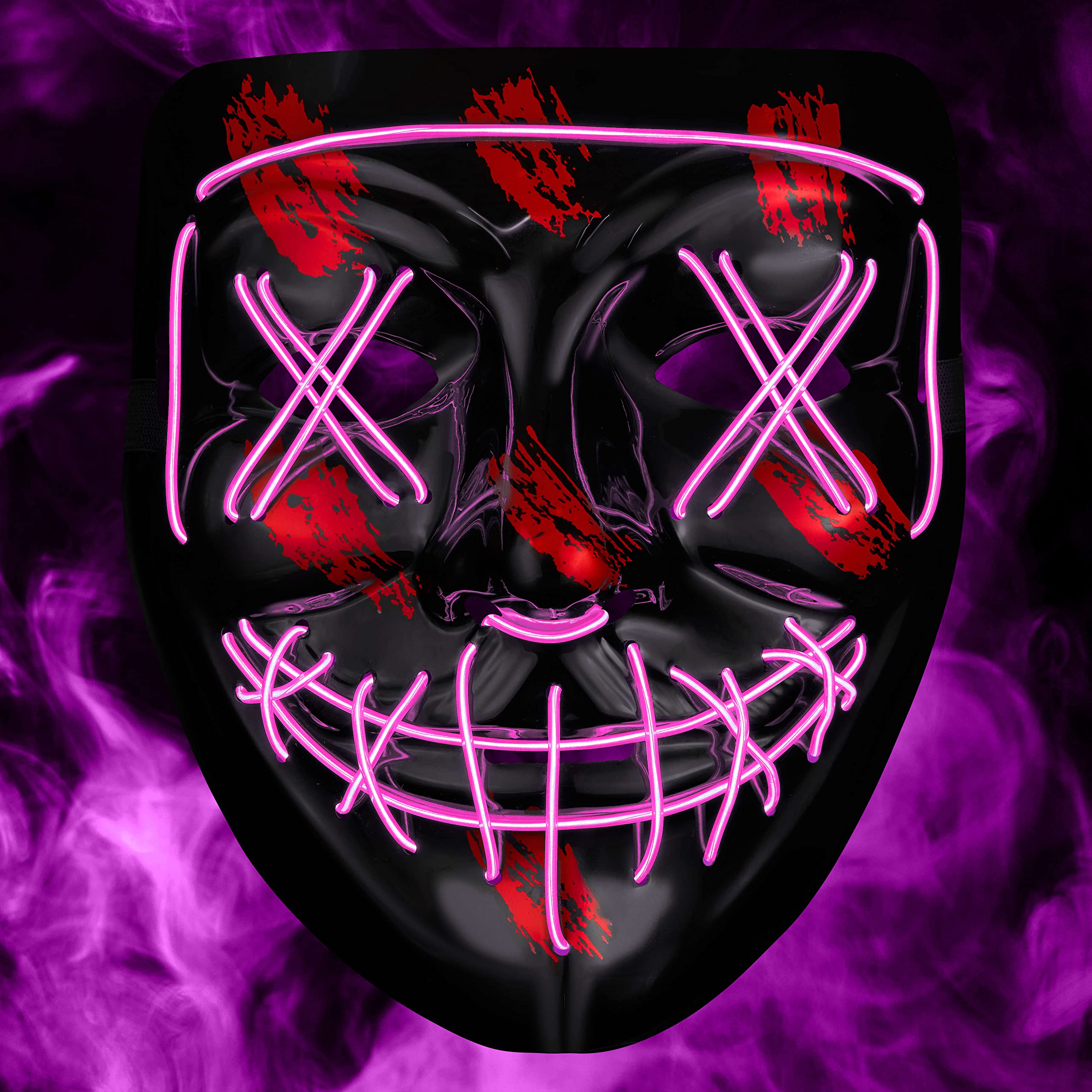 Balinco LED mask with 3 light modes - perfect for techno DJ, Pink