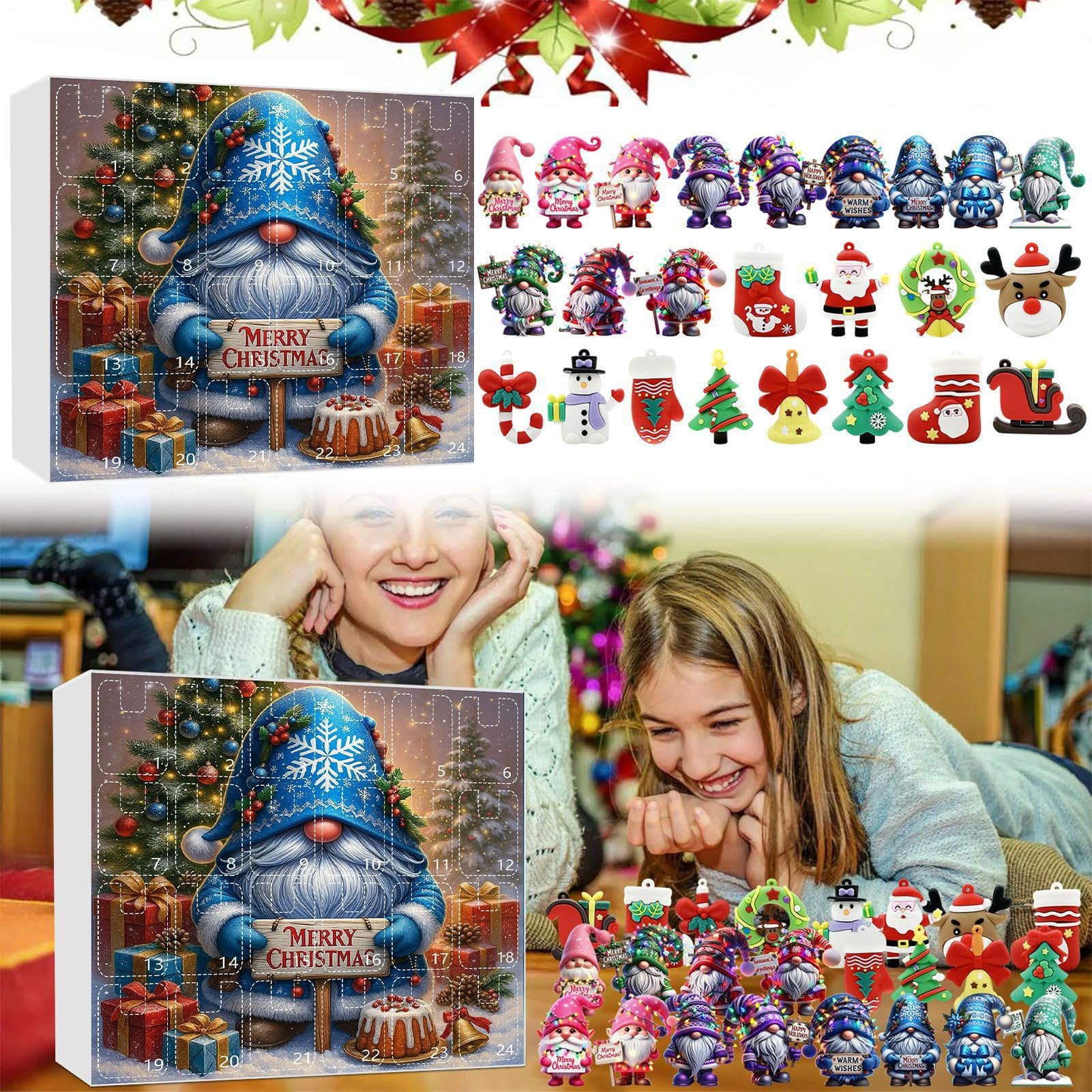 Calendario de Adviento de 24 días con figuras, decoración de figuras para | niños, adolescentes y familias, actividad diaria en casa, , escuela, aula