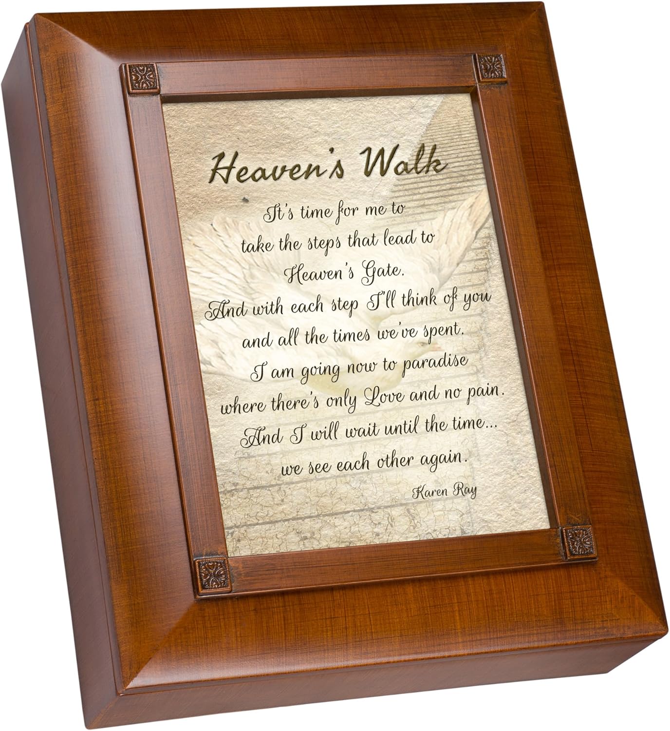 Cottage Garden Heaven's Walk Bereavement in Memory Woodgrain Inspirational Keepsake Box