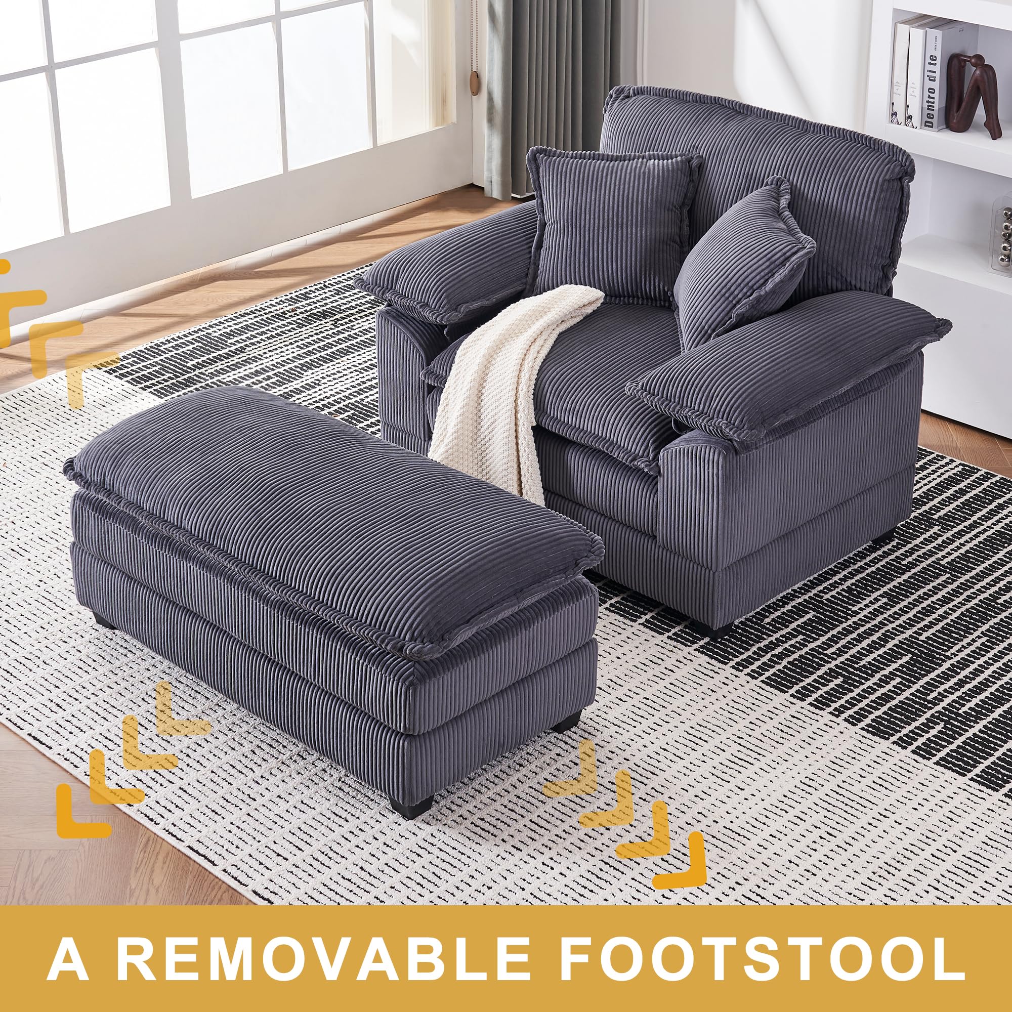 Amazon.com: ZX Design Oversized Chaise Lounge Chair with Ottoman