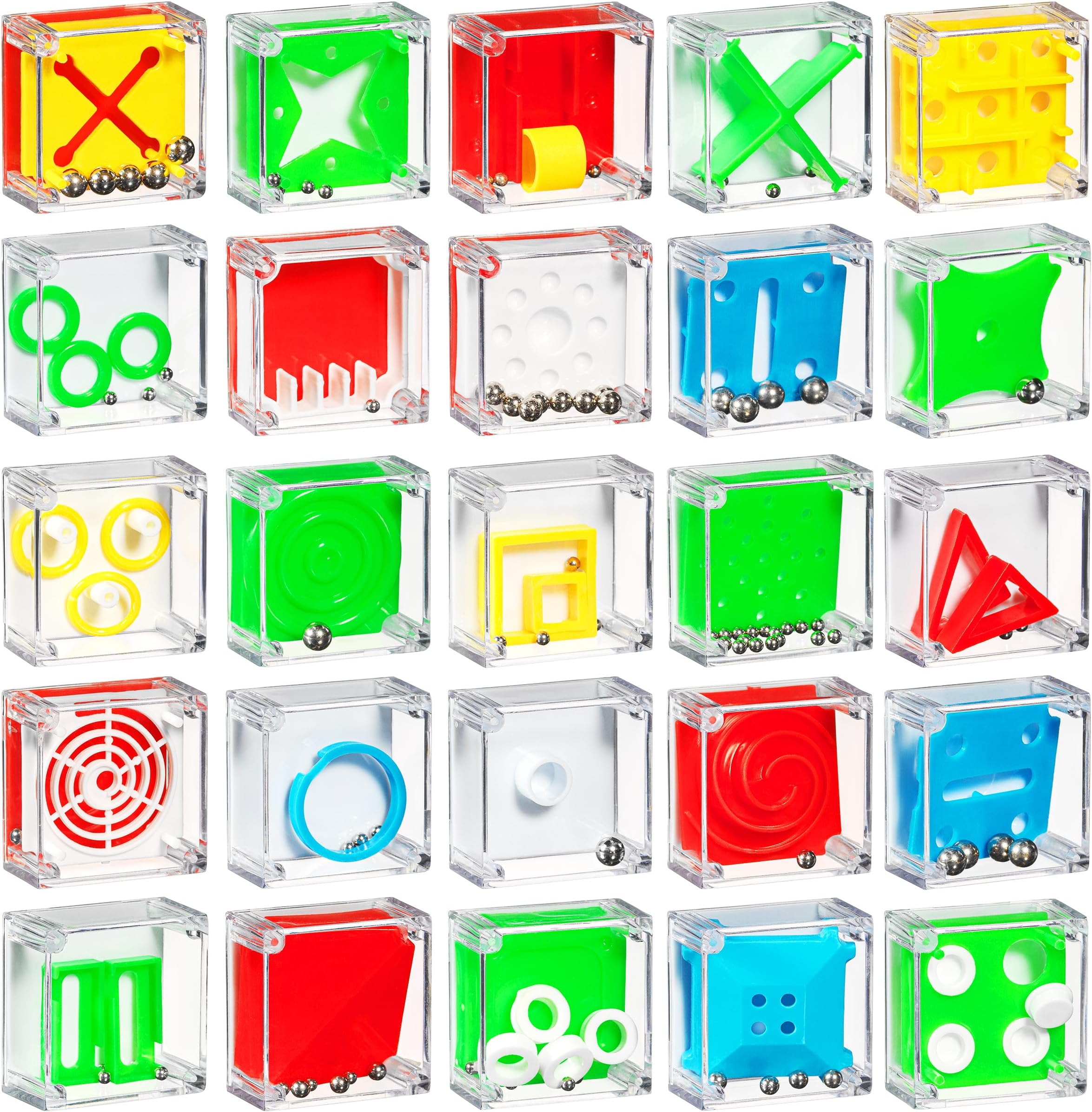 Bedwina Mini Cube Puzzle Box Set - Pack of 24 Balance IQ Party Favor Games for Kids, Teens and Adults, 1.5 Inch 3D Brain Teaser Maze Ball Toy Puzzles, Mini Ball Game for Kids in Bulk