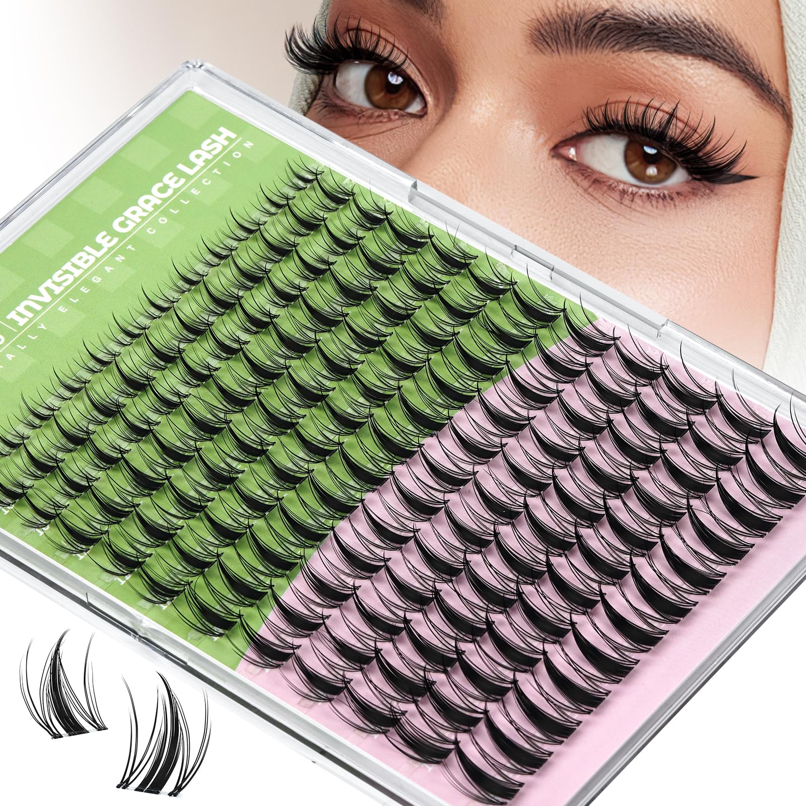 KEYYOU Fairy Lash Clusters 144Pcs D Curl 8-18MIX Manga Lash Extension Eyelash Extension Wispy Natural Invisible Band Lash with Waterproof DIY Lash Extension at Home(Fairy-D-8-18MIX)