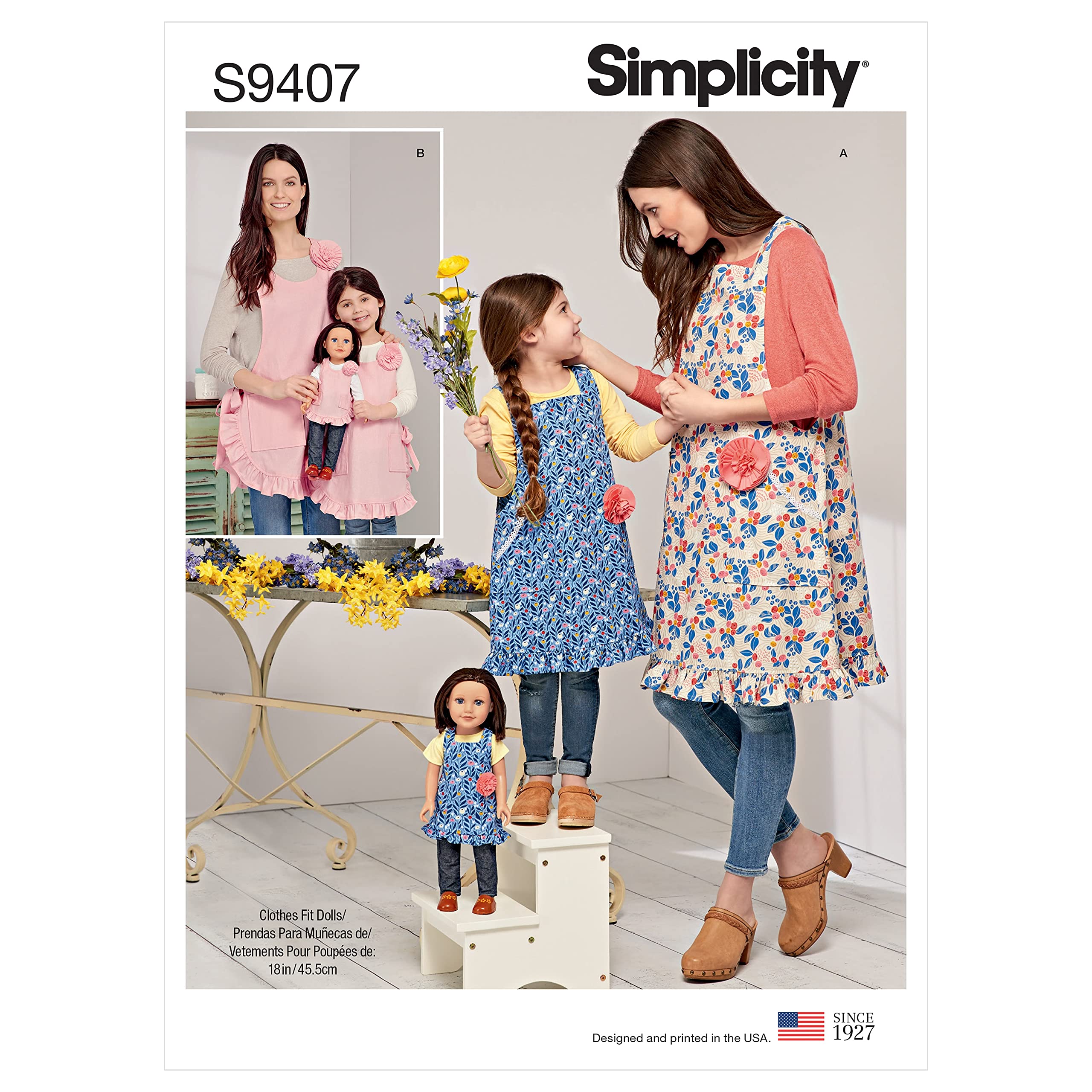 Simplicity Sewing Pattern S9407 Children's And Misses' Aprons. Doll's Apron