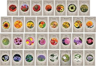 Set of 31 Premium Variety Flower Seed Packets - Heirloom Non-GMO and Pro...