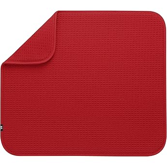 S&T INC. Dish Drying Mat for Kitchen, Absorbent, Reversible Microfiber Dish Mat Value Pack for Kitchen, 16 Inch x 18 Inch, Black Mesh and Charcoal Mesh, 2 Pack
