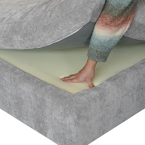 Miniatura 103 de WJShome - Sofá seccional modular en forma de nube para sala de estar, sofá de 160" con relleno de plumón en forma de U con otomano, sofás