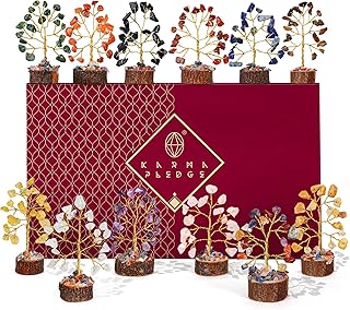Chakra Healing Crystal Tree Set of 12, Thoughtful Gifts for Women, Office Desk Decoration, Home, Shelf Decor for Positive Energy, Money, Reiki Healing, Good Luck, Birthday Gifts for Mom Love Ones