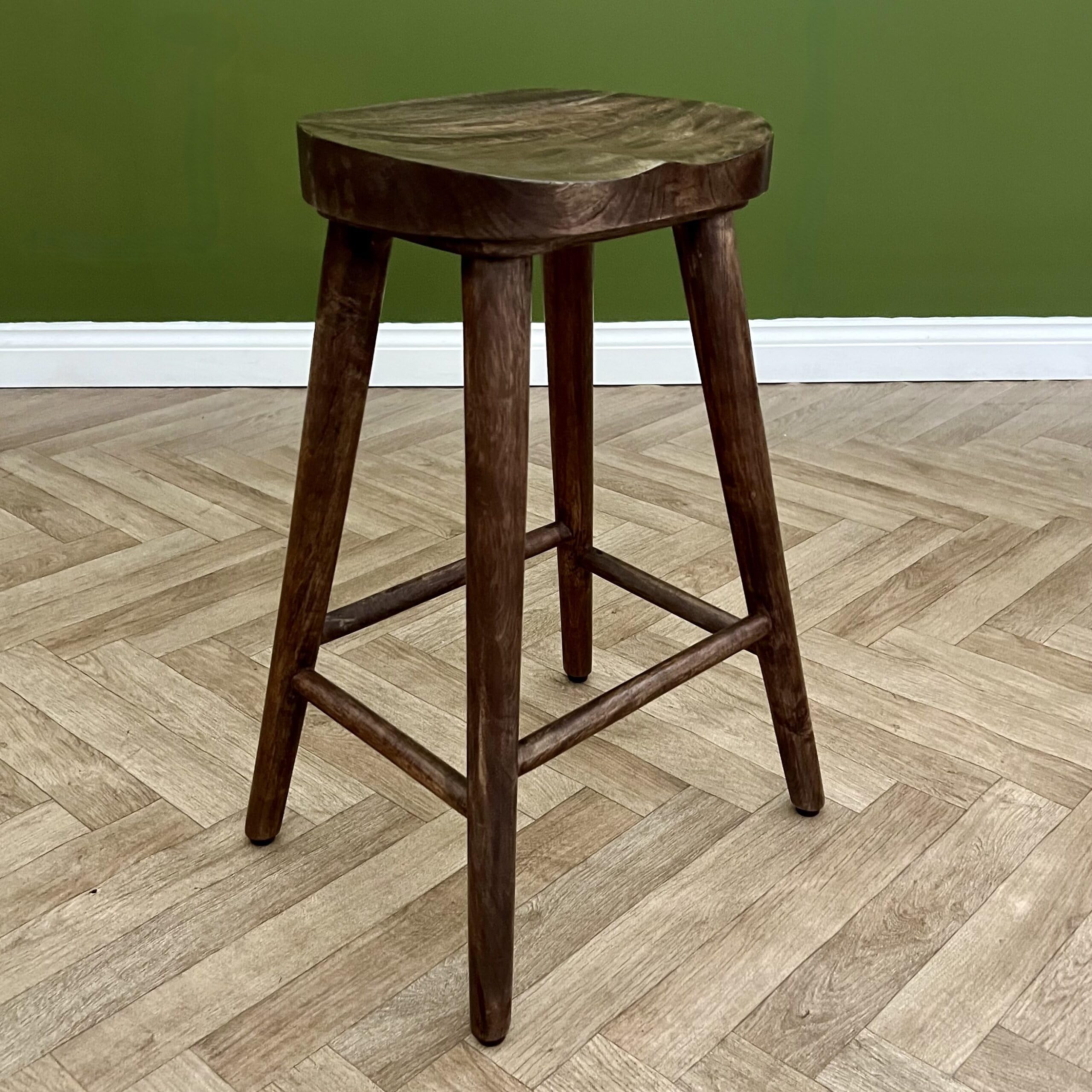 M S Home Designs Solid Wood Kitchen Stool/Kitchen Bar Pub/ 70 cm high Stool/Smoke Grey Finish-image-30