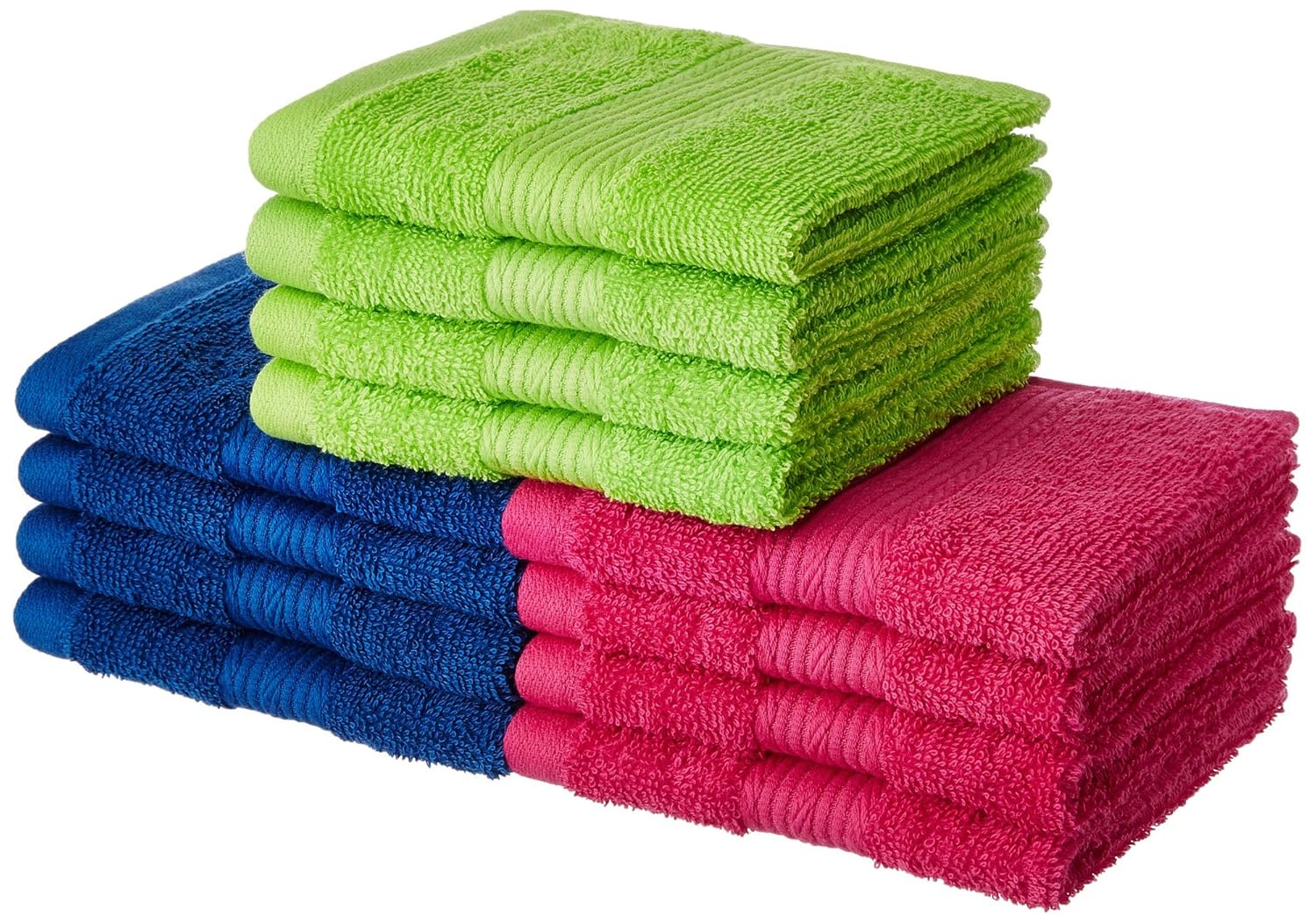 Amazon Brand Solimo 100 Cotton 12 Piece Face Towel Set, 500 GSM (Multicolour) Amazon.in