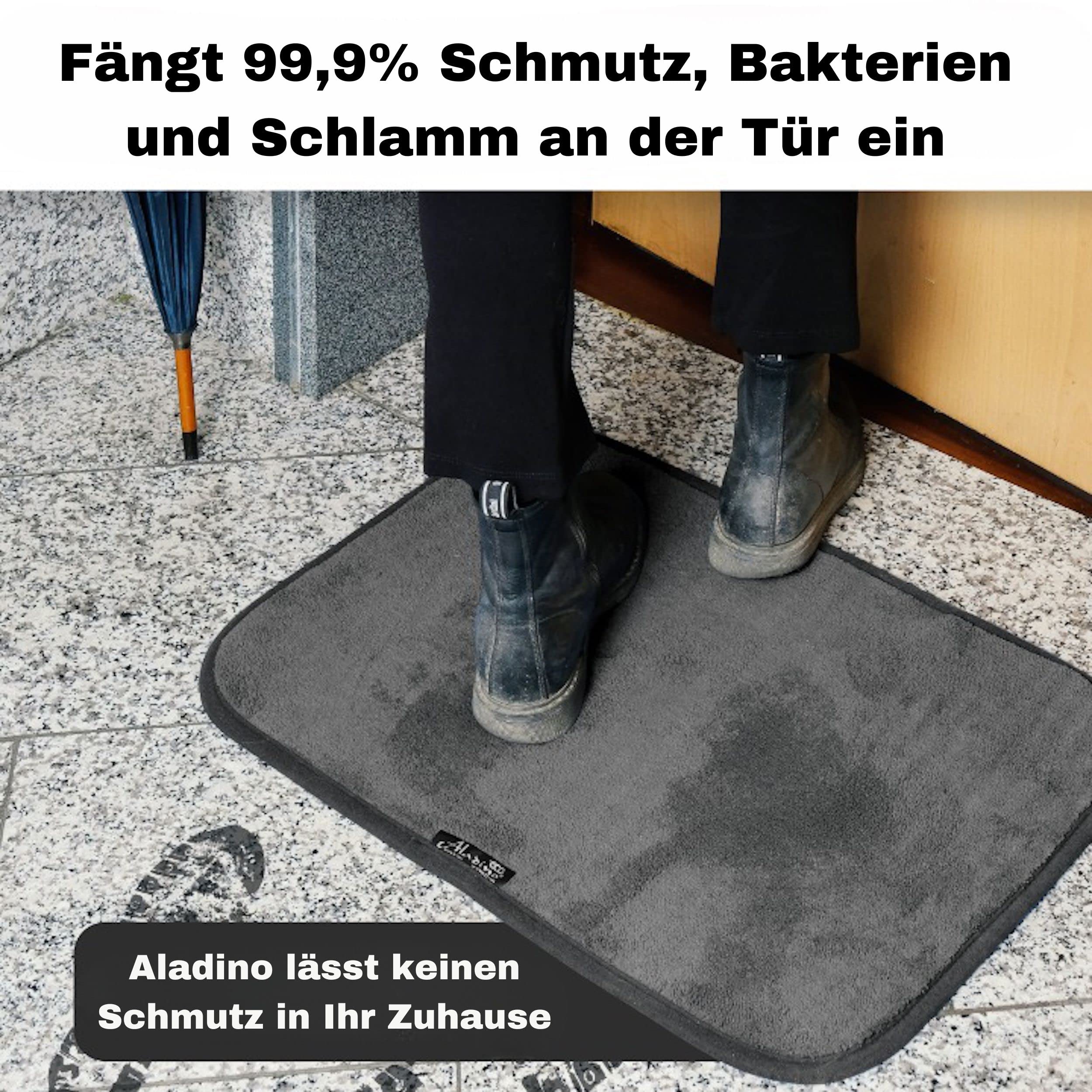 Aladino il tappeto Magico Badezimmerteppich, rutschfest, 65x100 cm, Grau | Badematte Und Fußmatte, Maschinenwaschbar, Saugfähig, Rutschfest, Für Innen Und Außen, Made In Italy