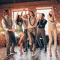 Vista 4 de Collares de cuentas, regalos de fiesta de Año Nuevo, dorado y negro, collares de juguete de 33 pulgadas, para disfraz, desfiles, decoración de Año