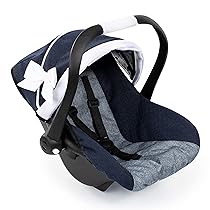 Bayer Design 67981AA Seggiolino auto per bambole con tettuccio, maniglia regolabile, cintura di sicurezza, per bambole fino a 46 cm, dai 3 anni