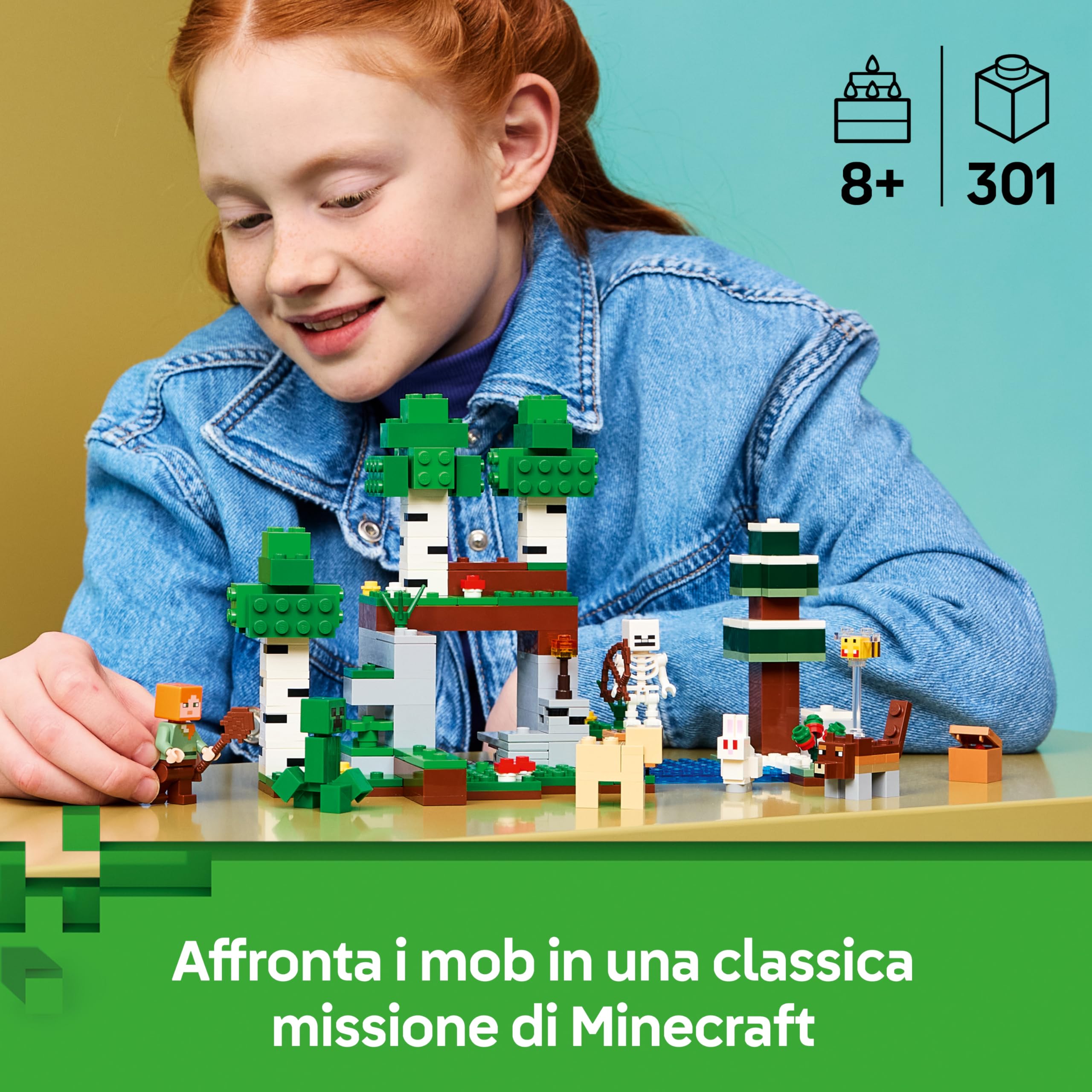 LEGO Minecraft Avventura della Prima Notte - Giocattolo Interattivo con 7 Personaggi tra cui Alex, un Creeper, uno Scheletro e un Lupo - Regalo per Gamer, Bambini e Bambine da 8 Anni in su - 21593