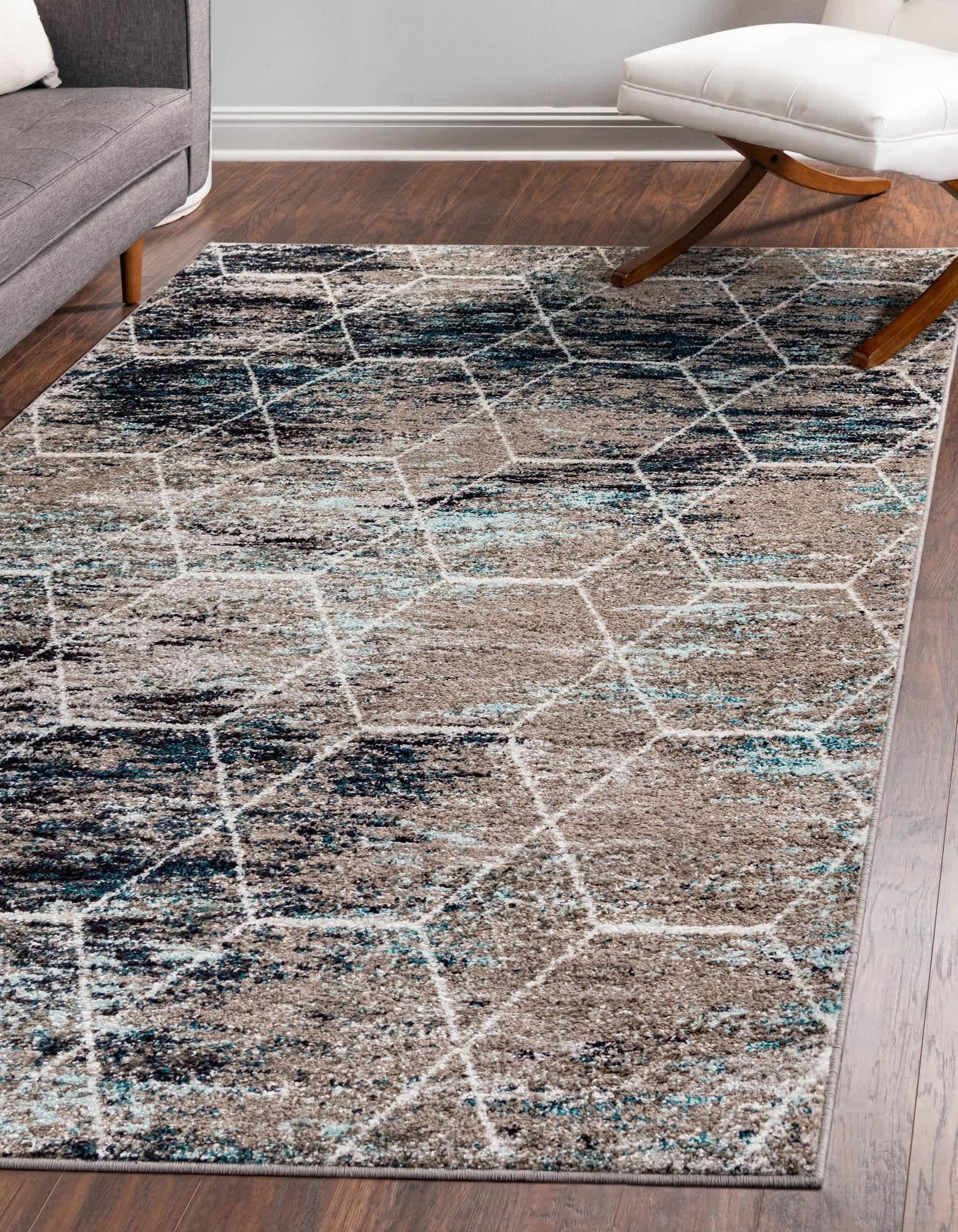 Unique Loom Trellis Frieze Collection Area Rug - Geometric (3' 3" x 5' 3", Blue Multi/ Ivory)