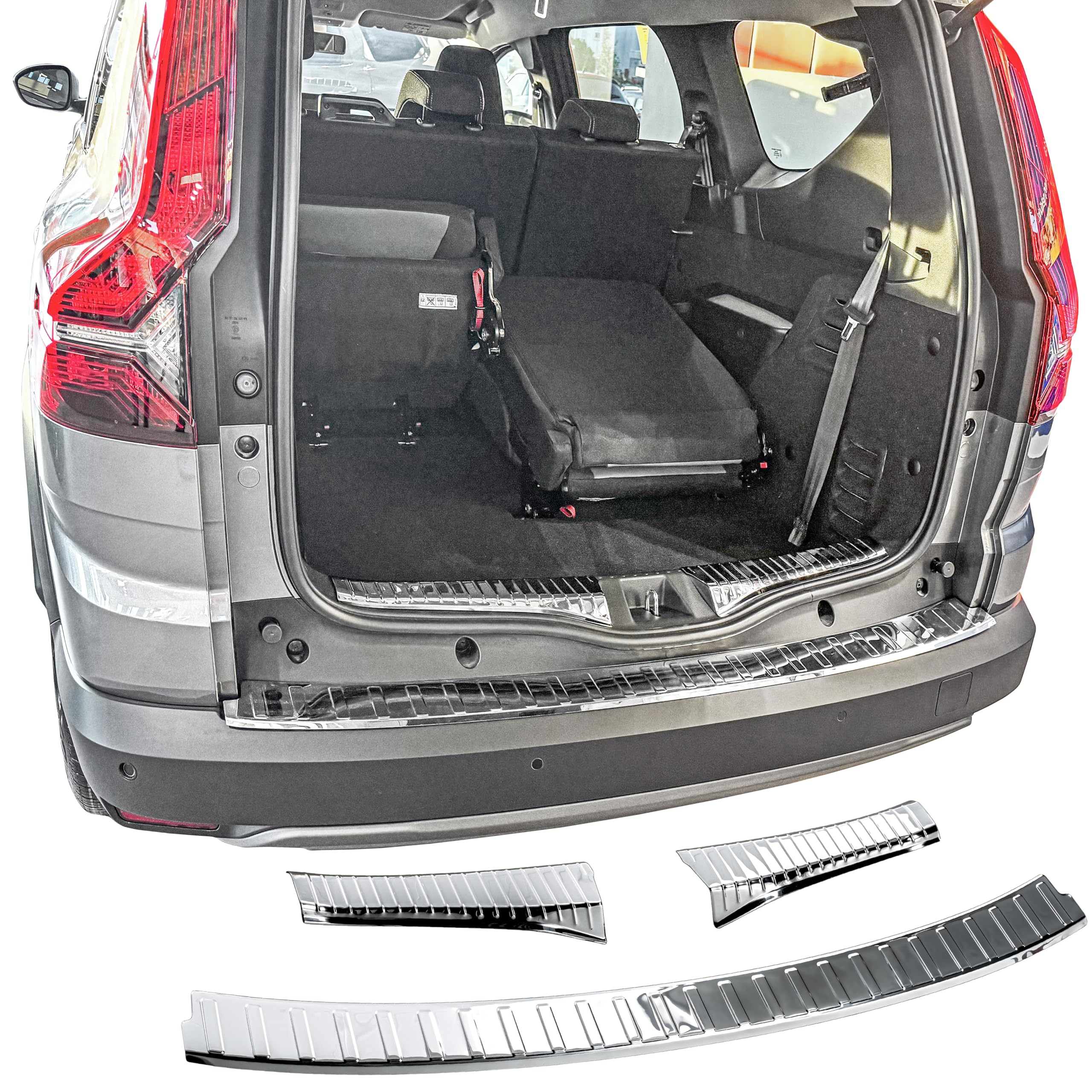 RECAMBO Juego de protectores de parachoques de acero inoxidable compatible con Dacia Jogger | año de fabricación a partir de 2021 - pulido brillante, aspecto cromado - estilo y protección para el