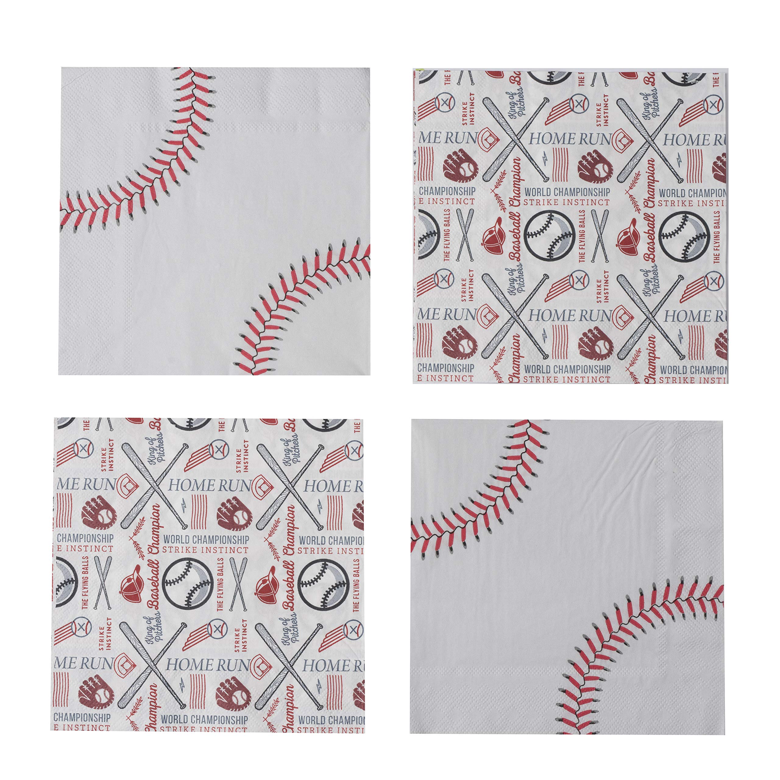 Hammont Baseball Napkins - 80 Pack of Disposable Baseball Themed Napkins - Birthday | BBQ Dinner | Backyard | Baby Shower Sports Decorations - Kids Baseball Party Supplies