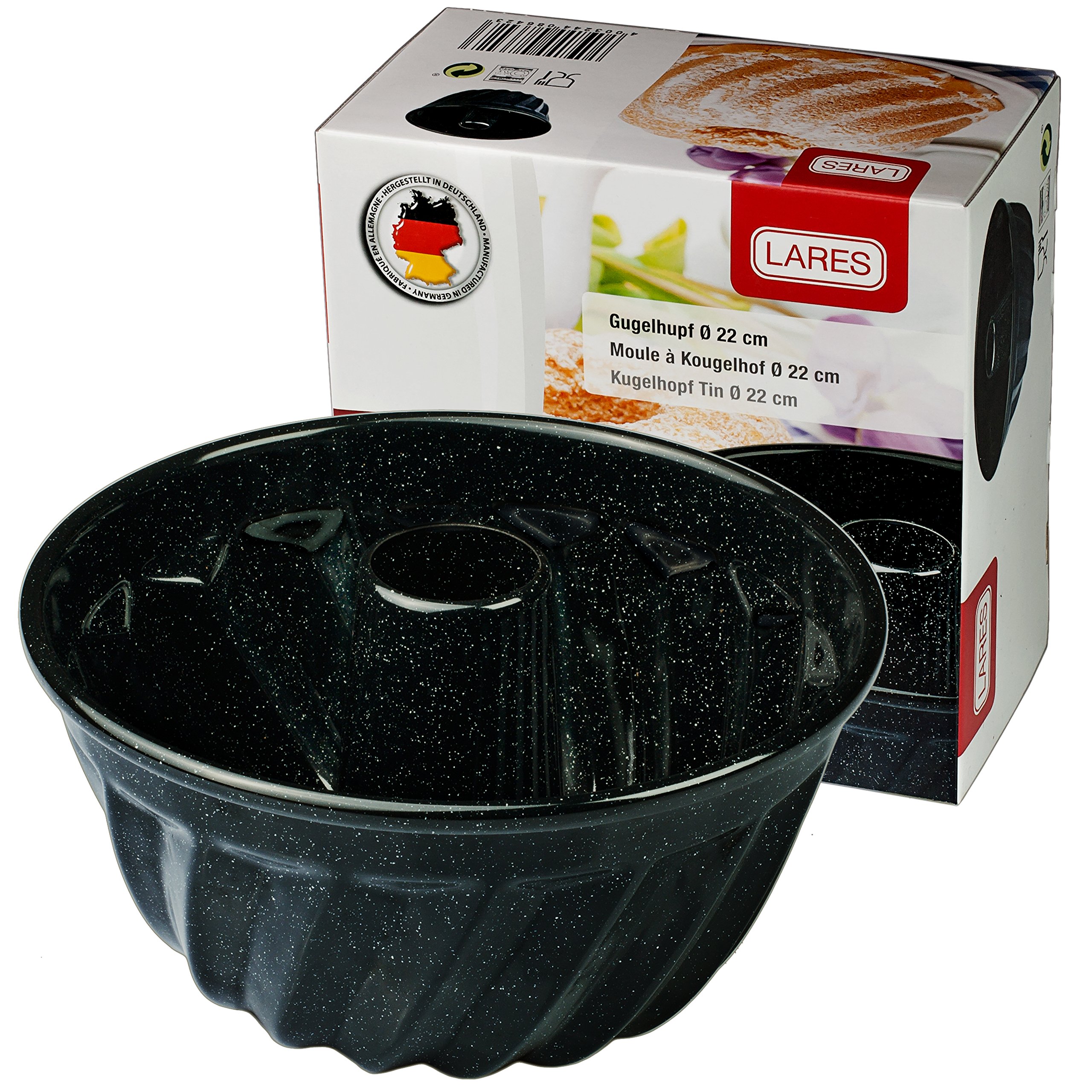 Lares - Molde concéntrico/molde para hornear – esmaltado, apto para lavavajillas y resistente a los arañazos – 22 cm de diámetro – Fabricado en Alemania