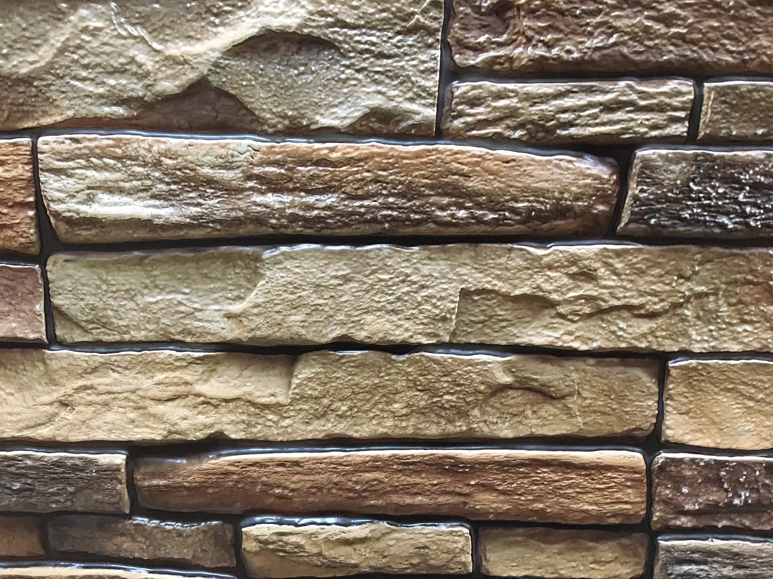 Paneles de pared de plástico PVC 3D decorativos revestimientos - Pizarra marrón (10 piezas/4.6 m2)